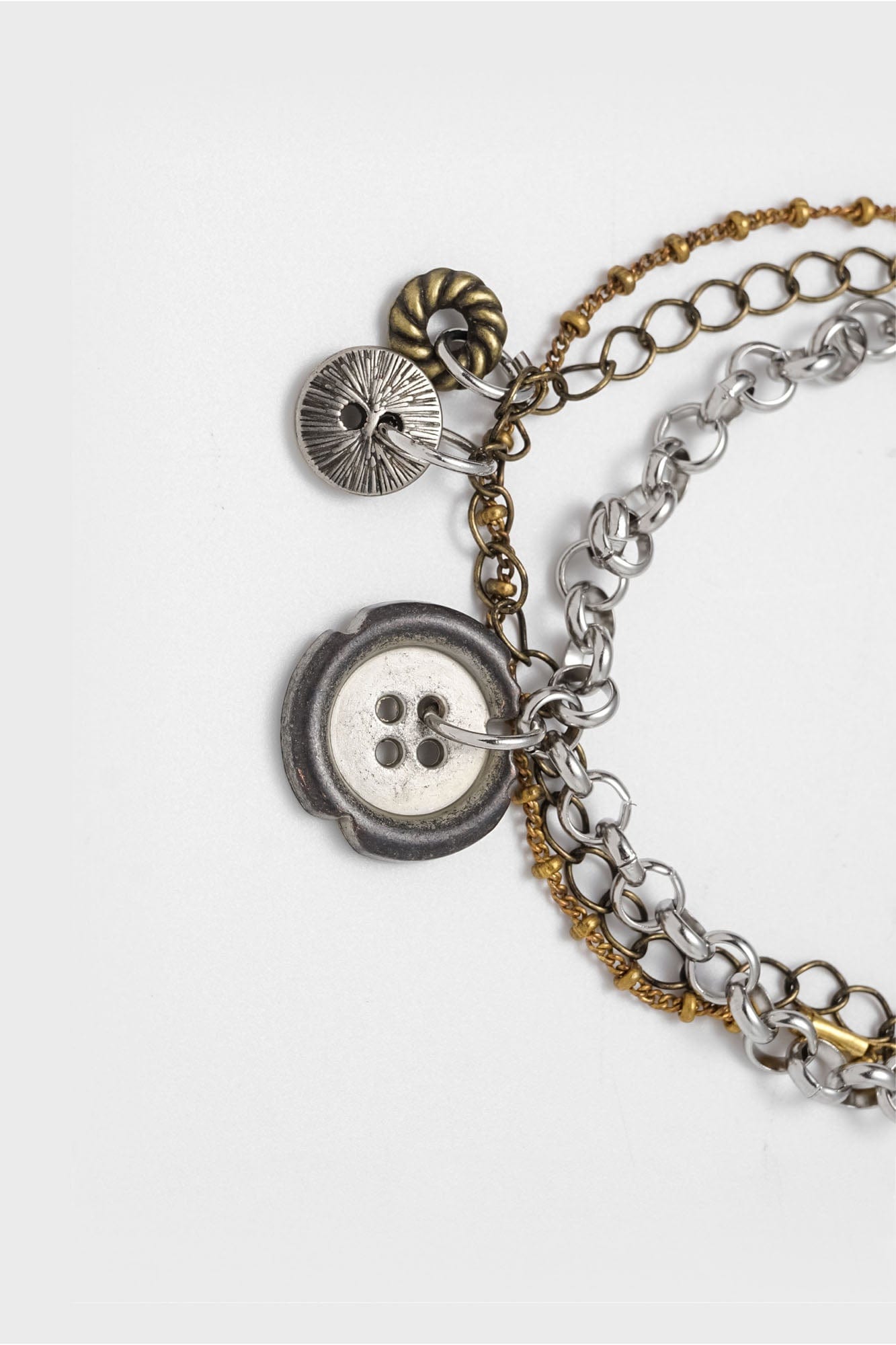 ALVNG AR ANTS Distressed Mixed-Chain Layered Charm Bracelet, premium urban and streetwear designers apparel on PROJECTISR.com, ALVNG AR ANTS