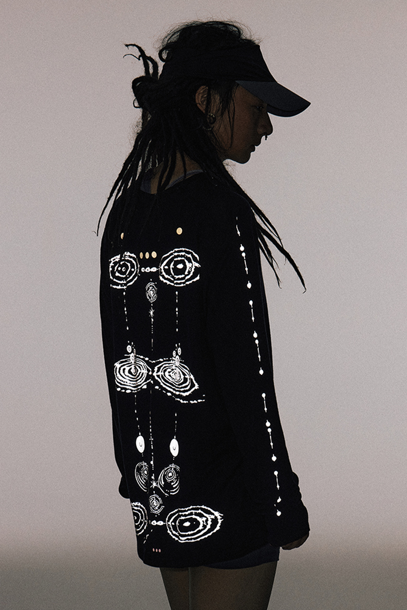 CONPCONP Cosmic Echo Graphic Long-Sleeve Tee Black