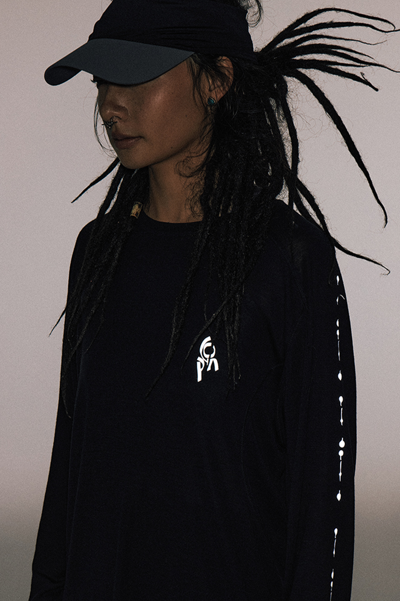 CONPCONP Cosmic Echo Graphic Long-Sleeve Tee Black