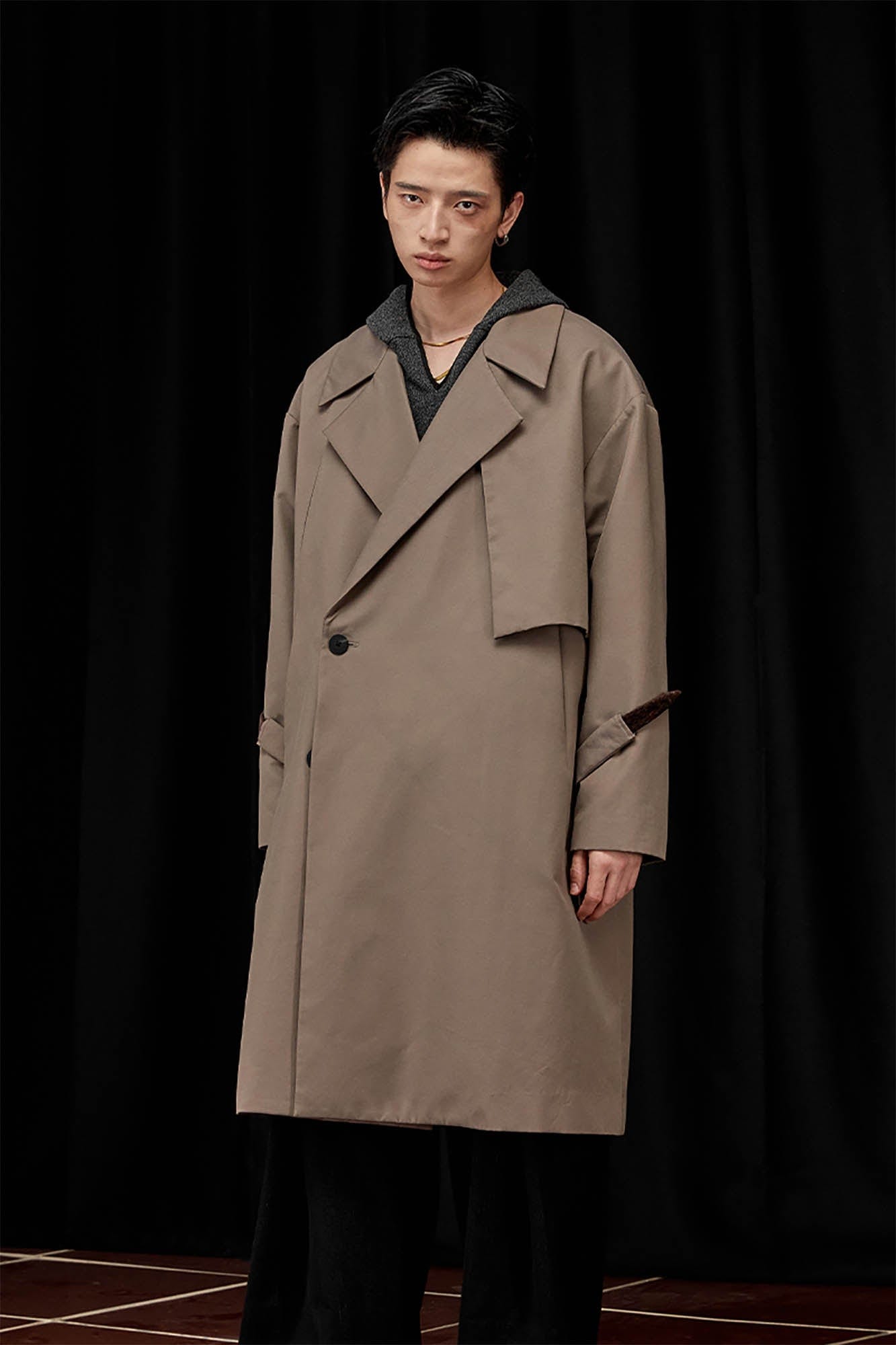 ALVNG AR ANTS Double-Breasted Notch Lapel Oversized Coat, premium urban and streetwear designers apparel on PROJECTISR.com, ALVNG AR ANTS