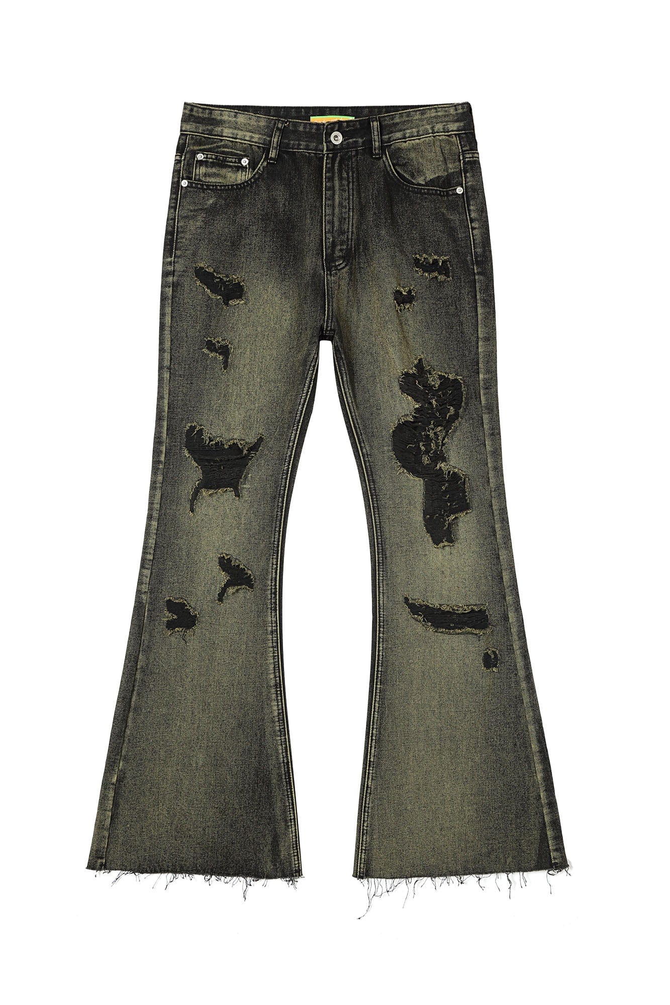 CLP Retro Distressed Ripped Flared Jeans, premium urban and streetwear designers apparel on PROJECTISR.com, CLP