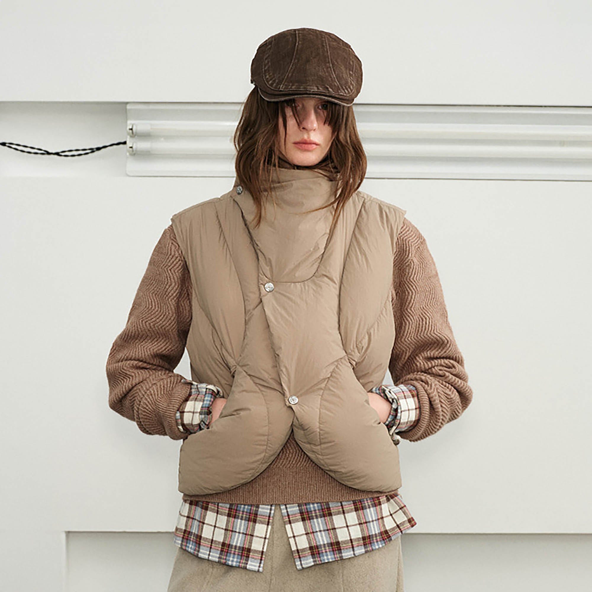 KREATE Asymmetrical Quilted Down Vest, premium urban and streetwear designers apparel on PROJECTISR.com, KREATE