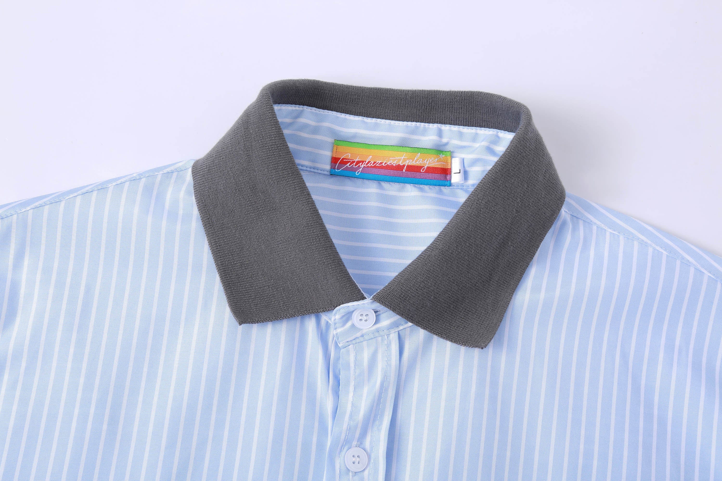 CLP Contrast Collar Striped Shirt, premium urban and streetwear designers apparel on PROJECTISR.com, CLP