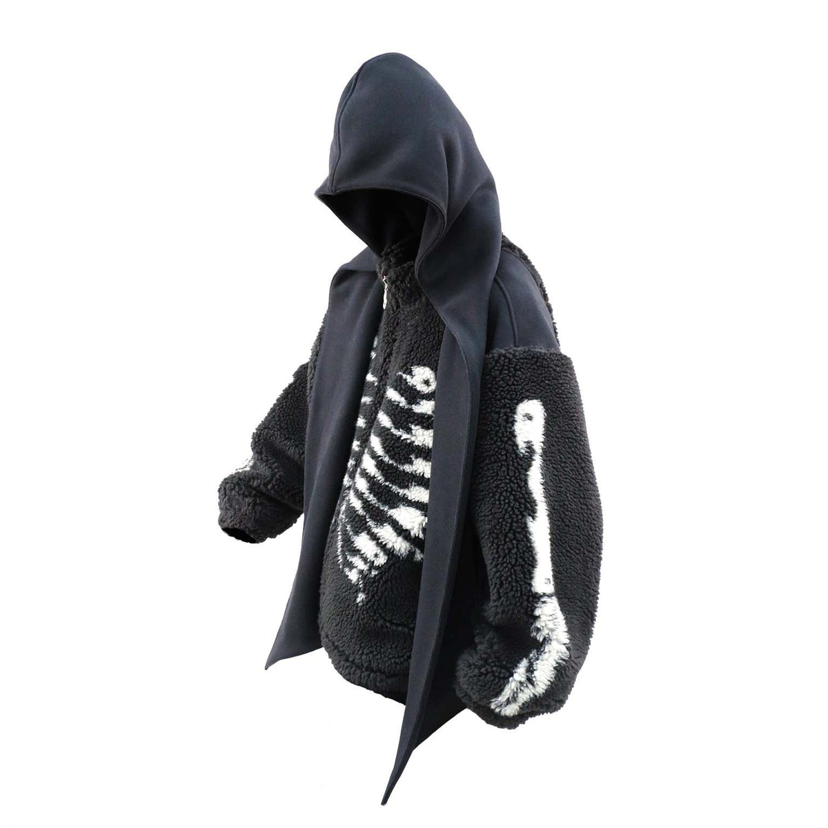 RELABEL Bone Graphic Wool-Blend Deconstructed Spliced Stand-Collar Coat — square · side