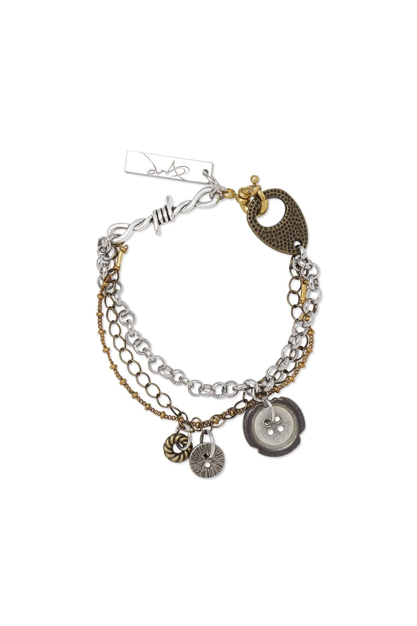 ALVNG AR ANTS Distressed Mixed-Chain Layered Charm Bracelet, premium urban and streetwear designers apparel on PROJECTISR.com, ALVNG AR ANTS