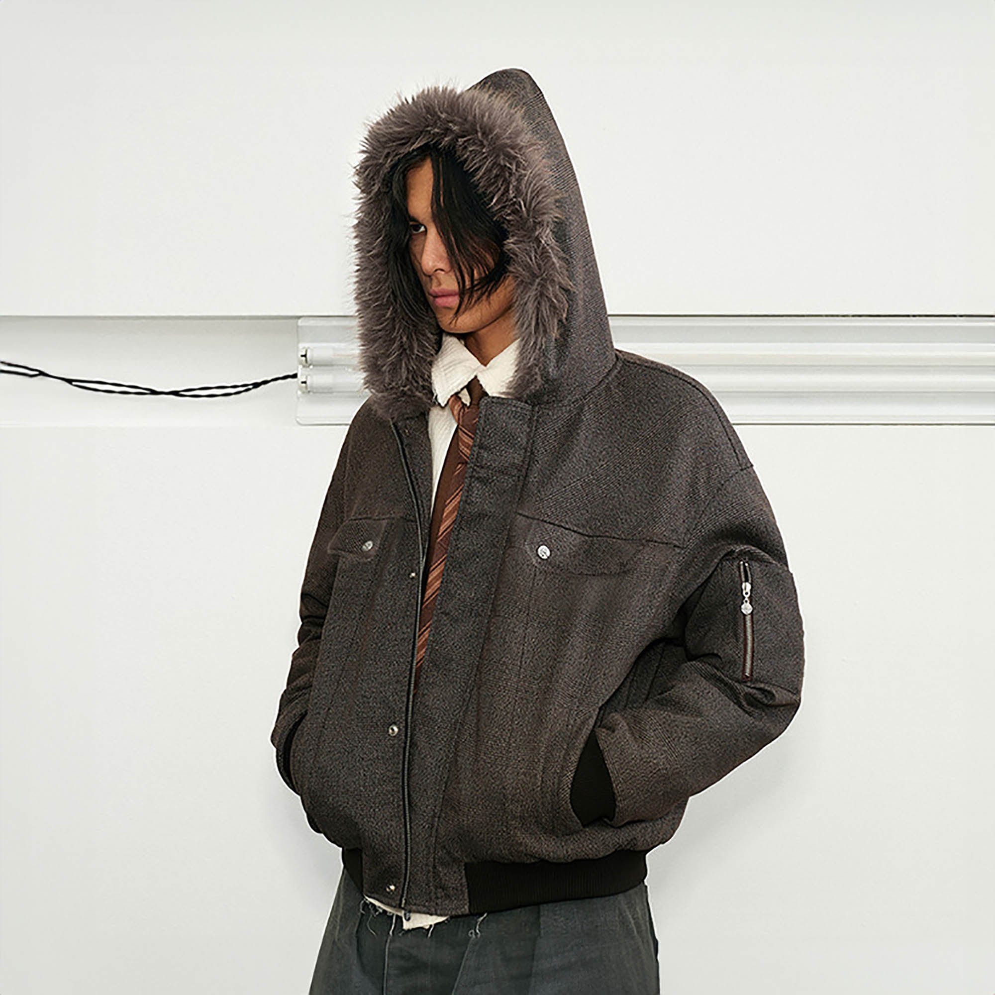 KREATE Padded Faux Fur Collar Utility Jacket, premium urban and streetwear designers apparel on PROJECTISR.com, KREATE