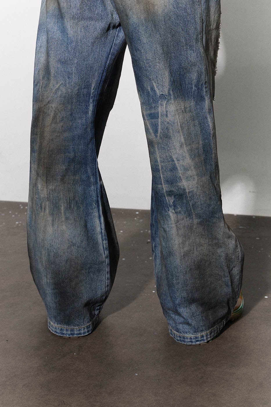 DND4DES Distressed Dusty Flared Jeans, premium urban and streetwear designers apparel on PROJECTISR.com, DND4DES