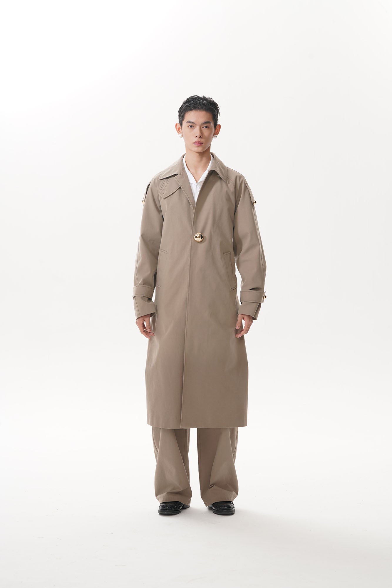 ORAL UTOPIA Essential Metal Button Trench Coat, premium urban and streetwear designers apparel on PROJECTISR.com, ORAL UTOPIA