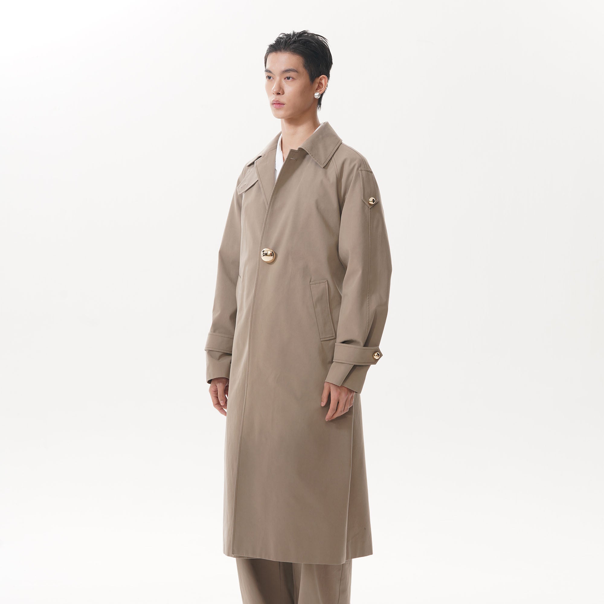ORAL UTOPIA Essential Metal Button Trench Coat, premium urban and streetwear designers apparel on PROJECTISR.com, ORAL UTOPIA
