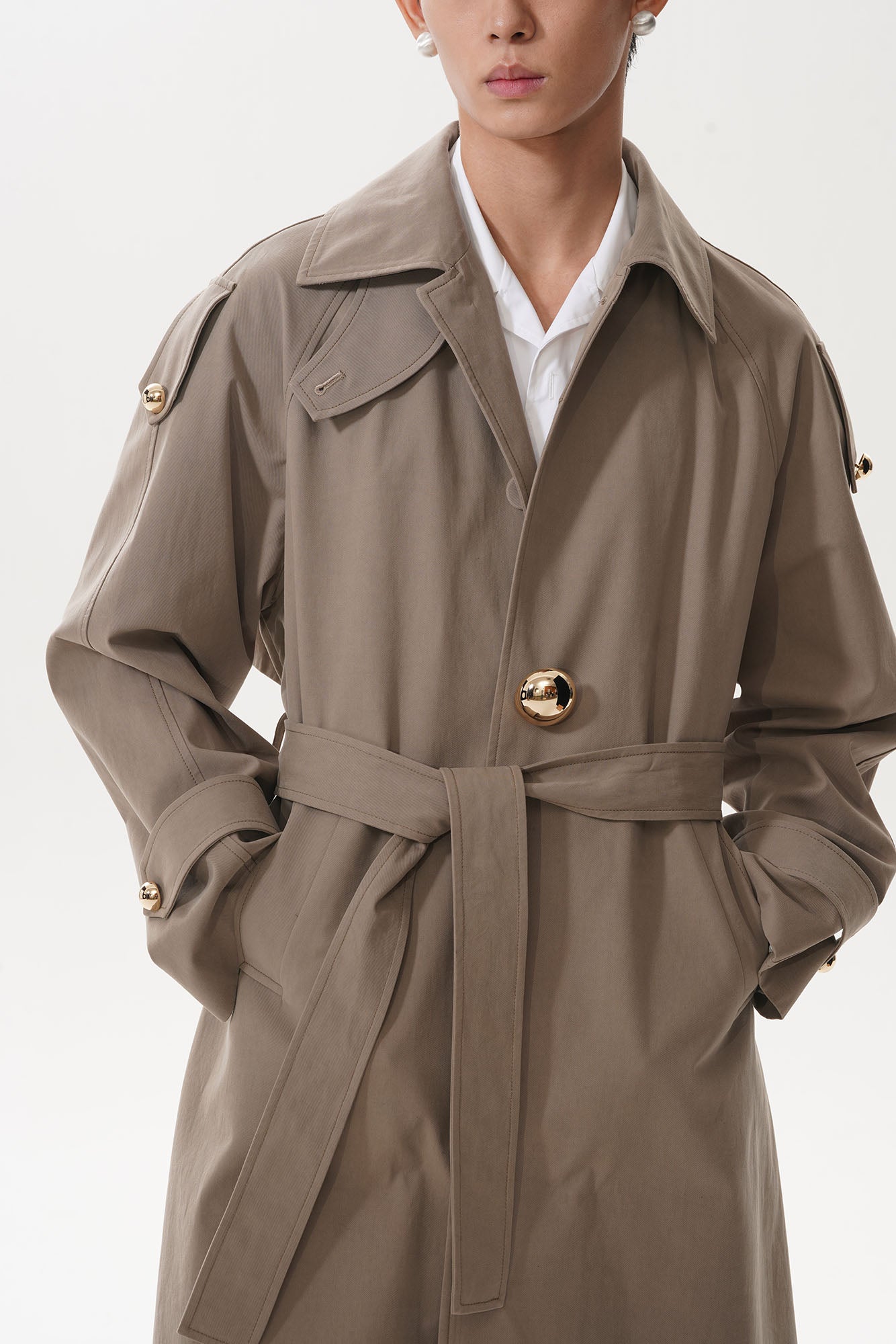 ORAL UTOPIA Essential Metal Button Trench Coat, premium urban and streetwear designers apparel on PROJECTISR.com, ORAL UTOPIA