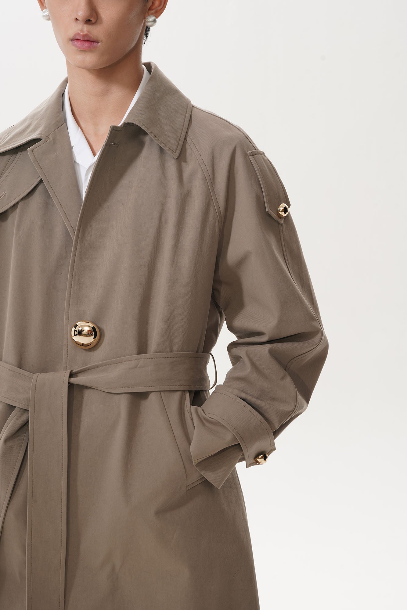 ORAL UTOPIA Essential Metal Button Trench Coat, premium urban and streetwear designers apparel on PROJECTISR.com, ORAL UTOPIA