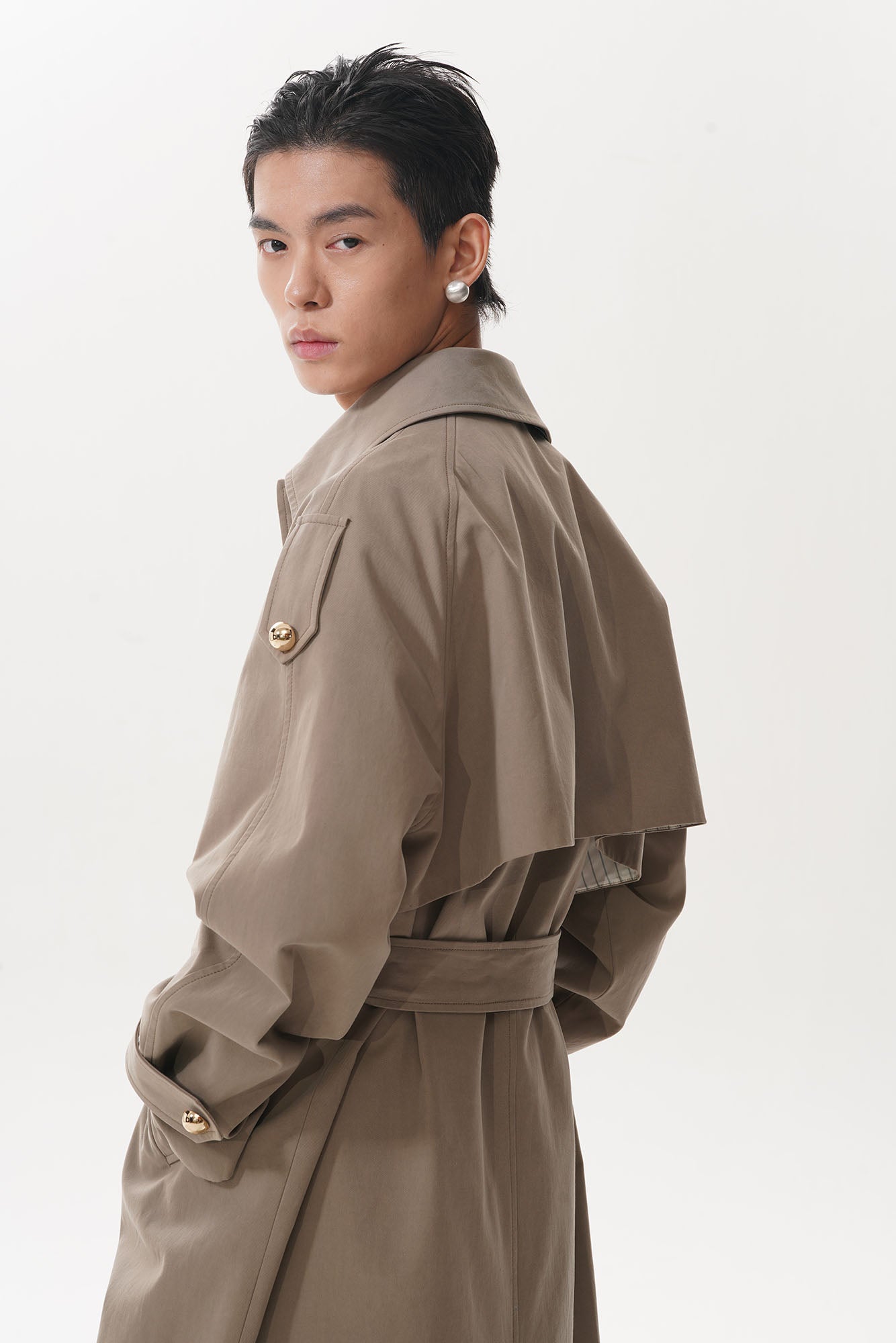 ORAL UTOPIA Essential Metal Button Trench Coat, premium urban and streetwear designers apparel on PROJECTISR.com, ORAL UTOPIA