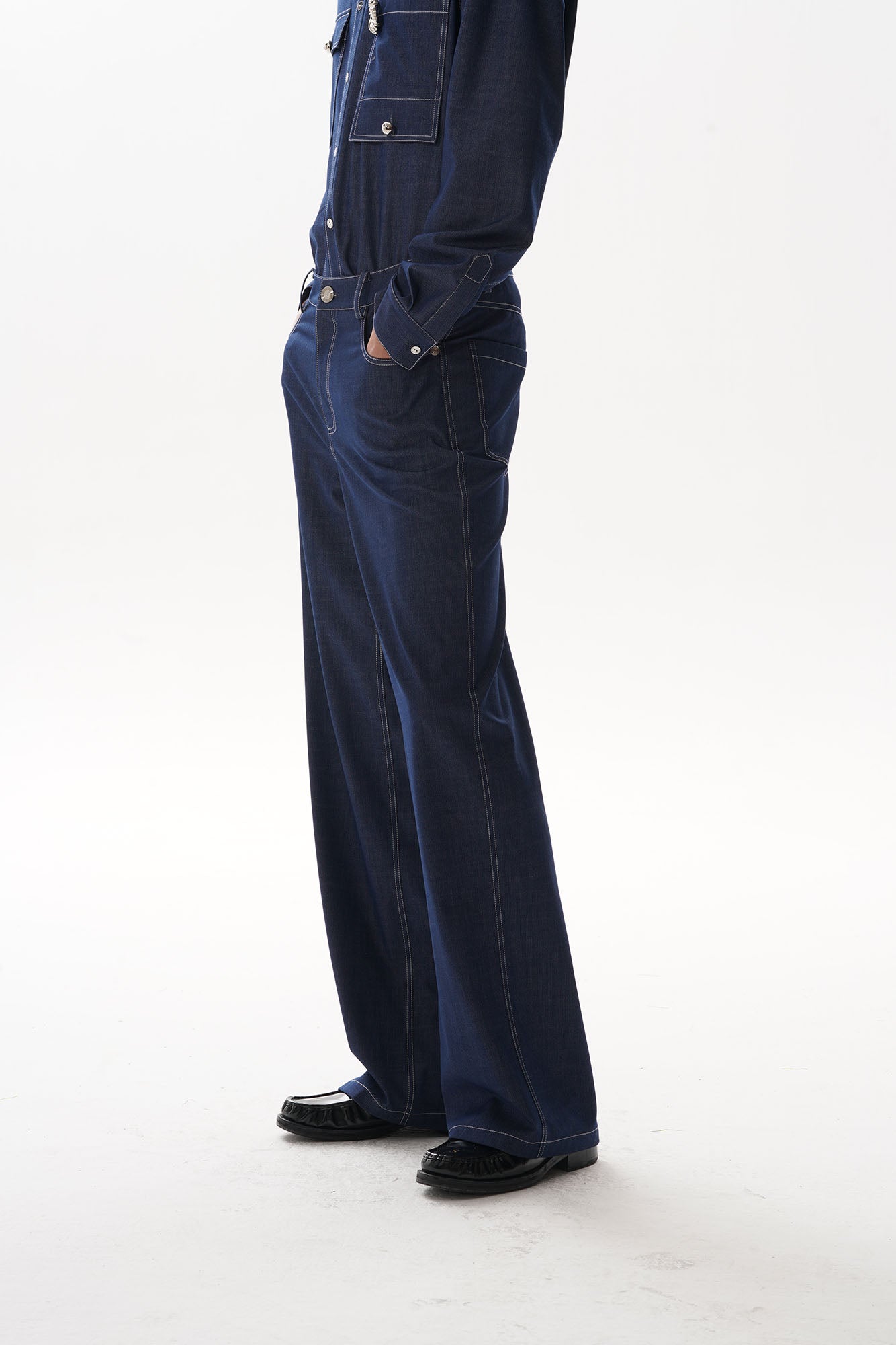 ORAL UTOPIA Classical Contrast-Stitched Straight-Leg Jeans, premium urban and streetwear designers apparel on PROJECTISR.com, ORAL UTOPIA