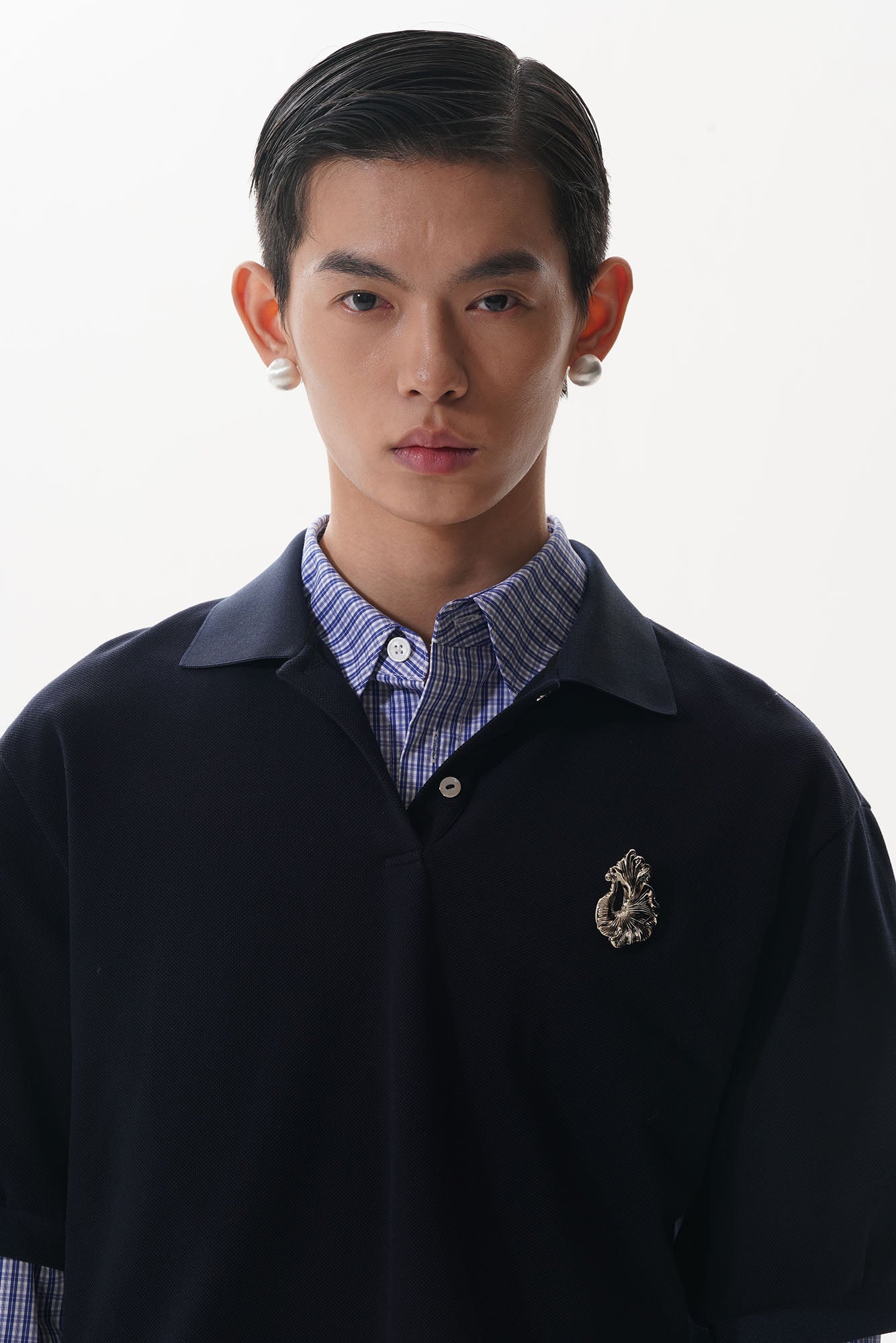 ORAL UTOPIA Preppy Badge-Embellished Polo Tee, premium urban and streetwear designers apparel on PROJECTISR.com, ORAL UTOPIA