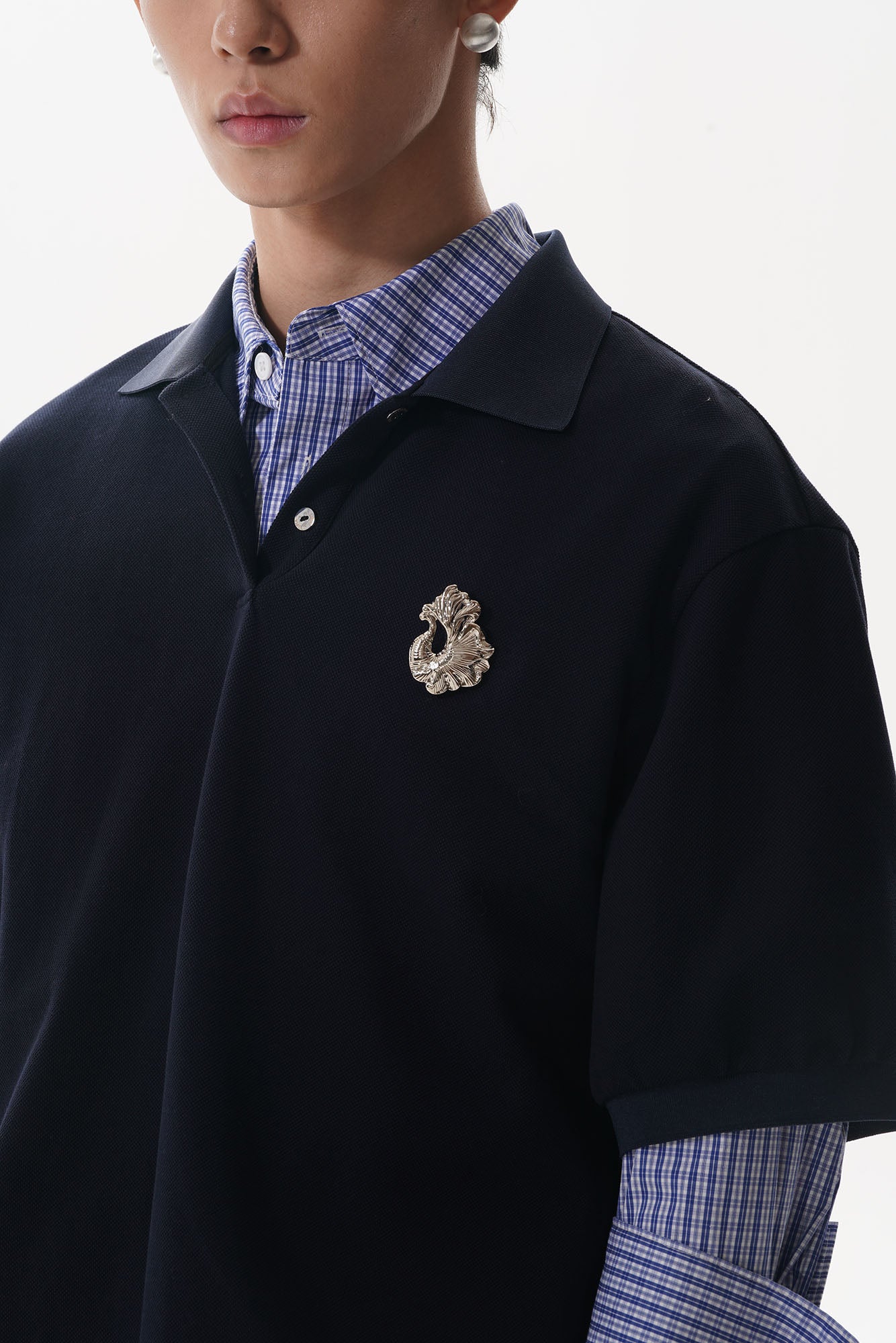 ORAL UTOPIA Preppy Badge-Embellished Polo Tee, premium urban and streetwear designers apparel on PROJECTISR.com, ORAL UTOPIA