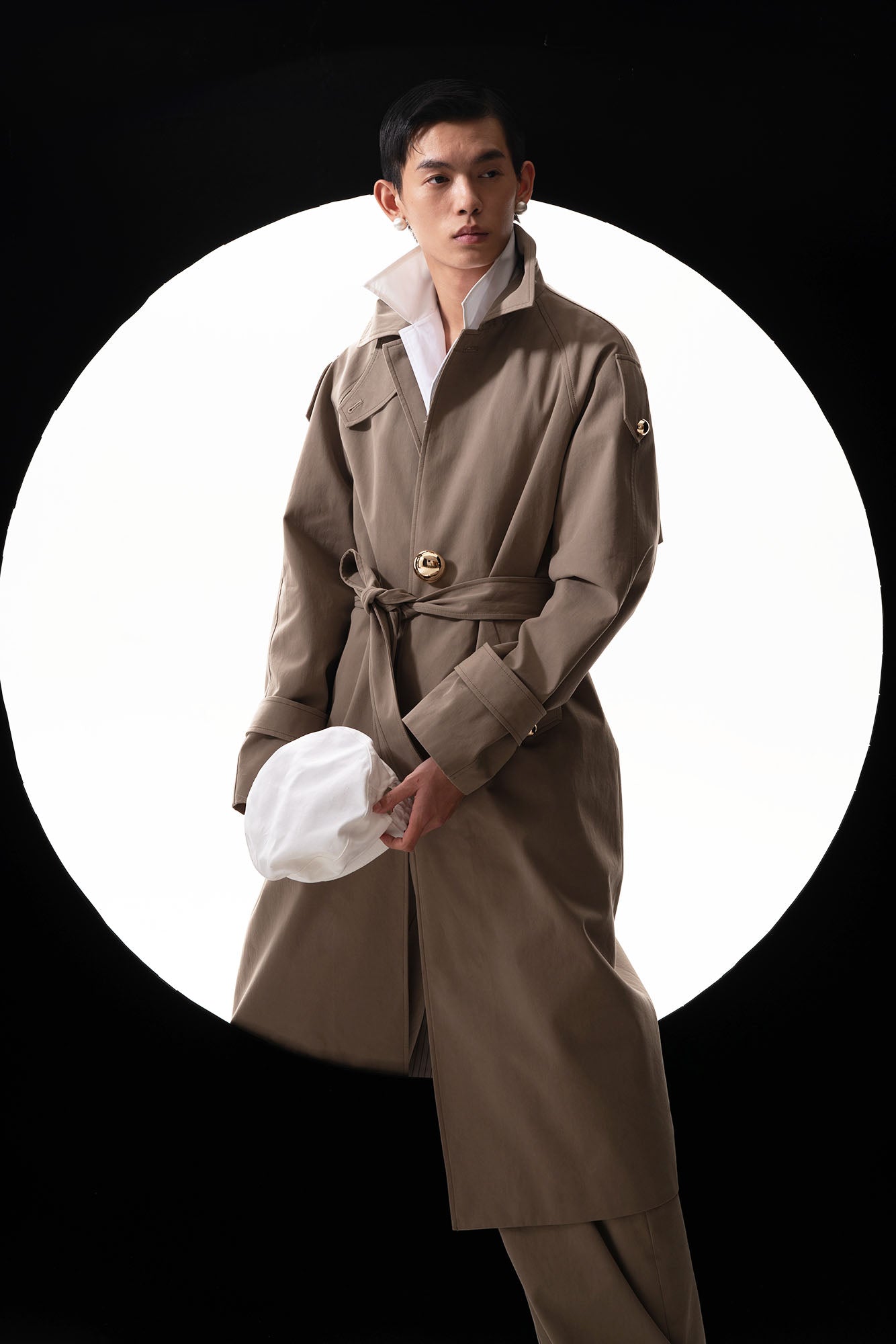 ORAL UTOPIA Essential Metal Button Trench Coat, premium urban and streetwear designers apparel on PROJECTISR.com, ORAL UTOPIA