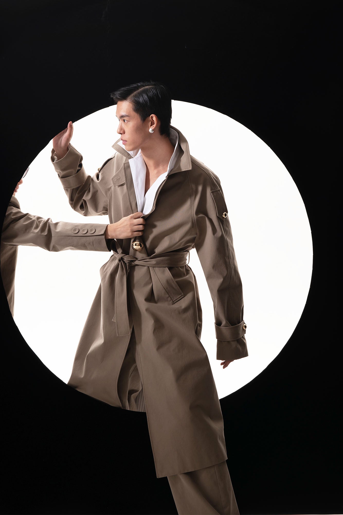 ORAL UTOPIA Essential Metal Button Trench Coat, premium urban and streetwear designers apparel on PROJECTISR.com, ORAL UTOPIA