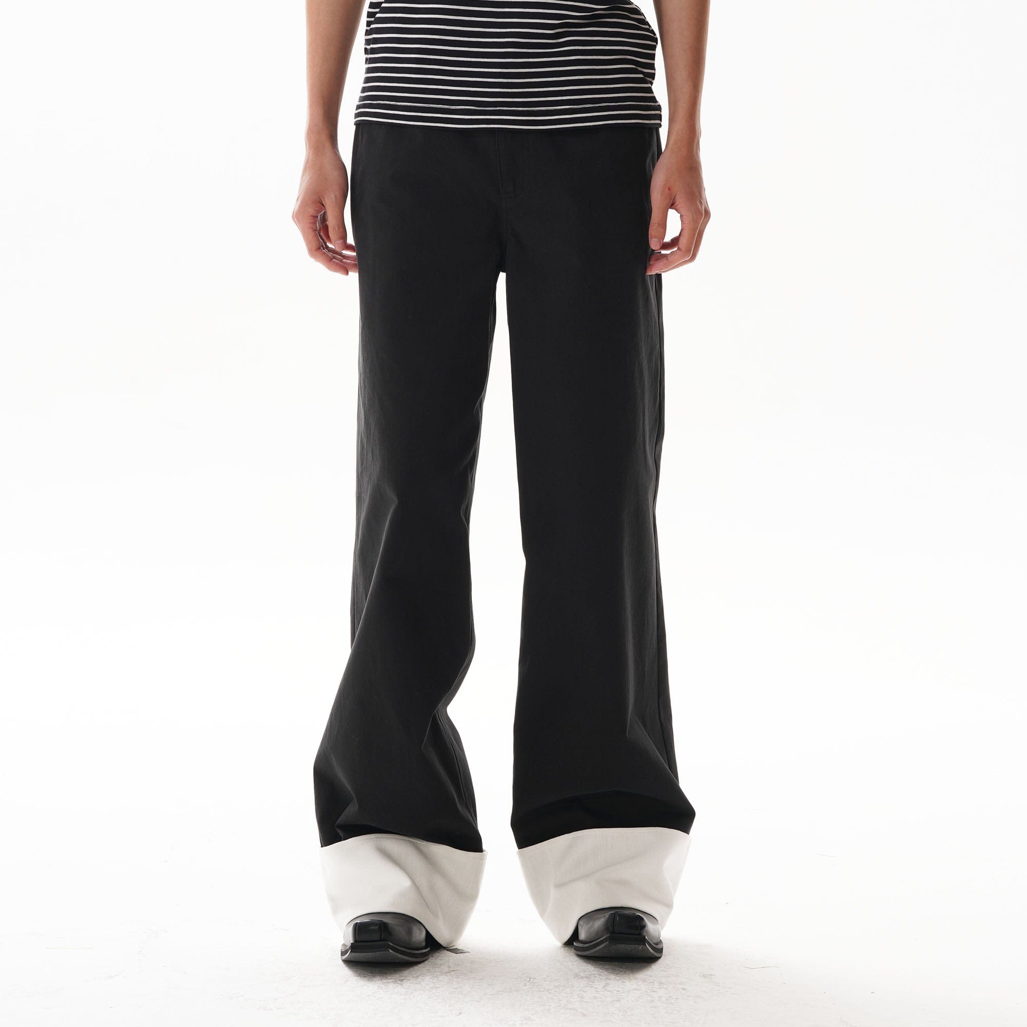 ORAL UTOPIA Contrast Fold-Hem Straight-Leg Pants, premium urban and streetwear designers apparel on PROJECTISR.com, ORAL UTOPIA