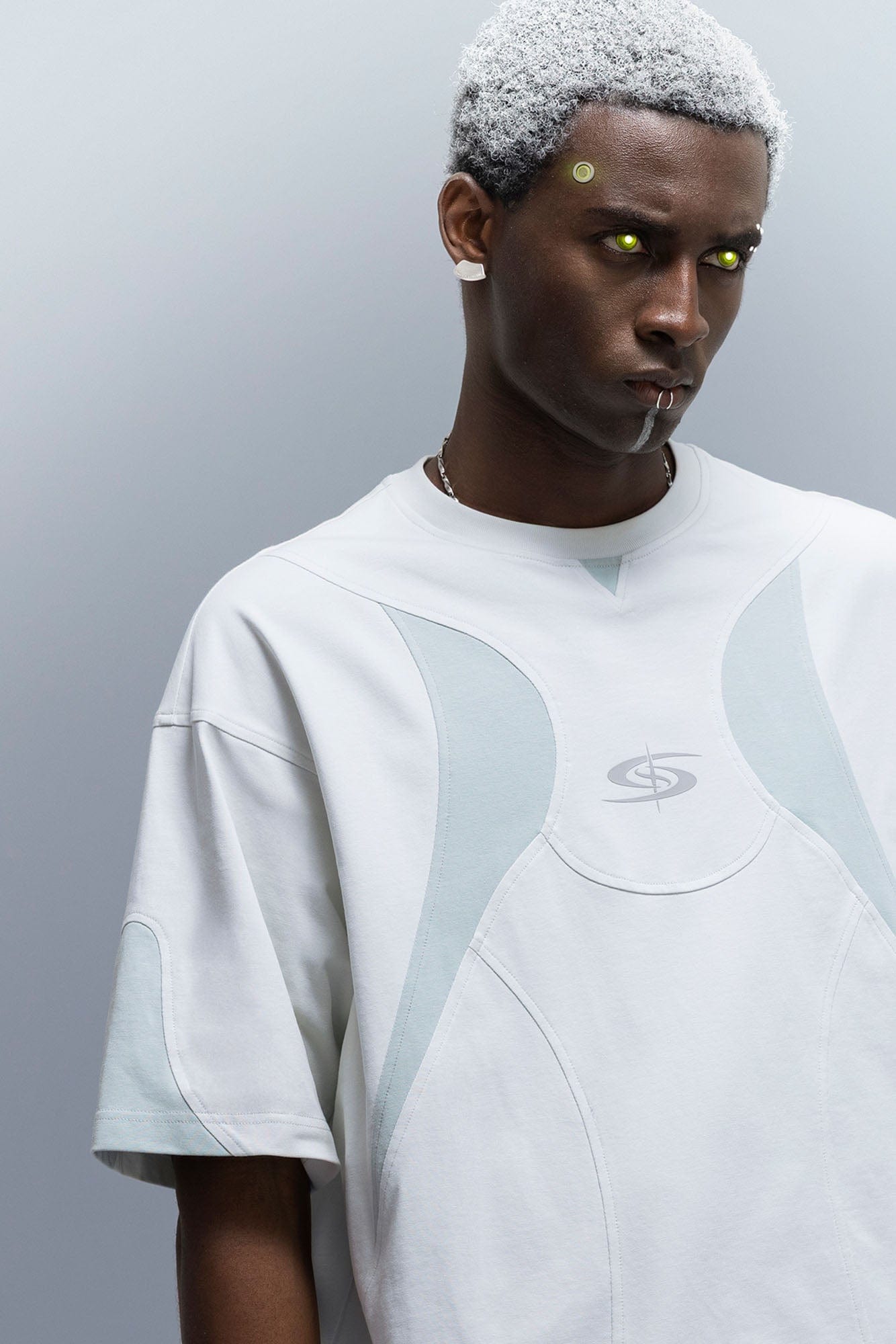 XIPHEVIL Curve Spliced Quick-Dry Sorona T-Shirt Ice