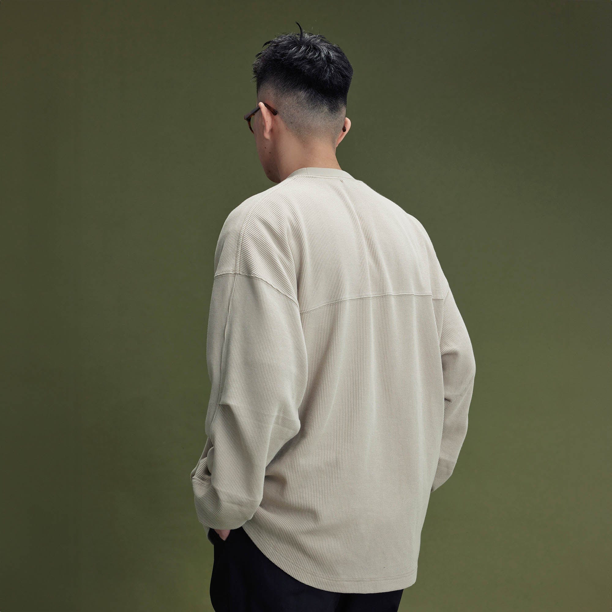 BANANA CLUB Waffle Knit Spliced Long-Sleeve Tee, premium urban and streetwear designers apparel on PROJECTISR.com, BANANA CLUB