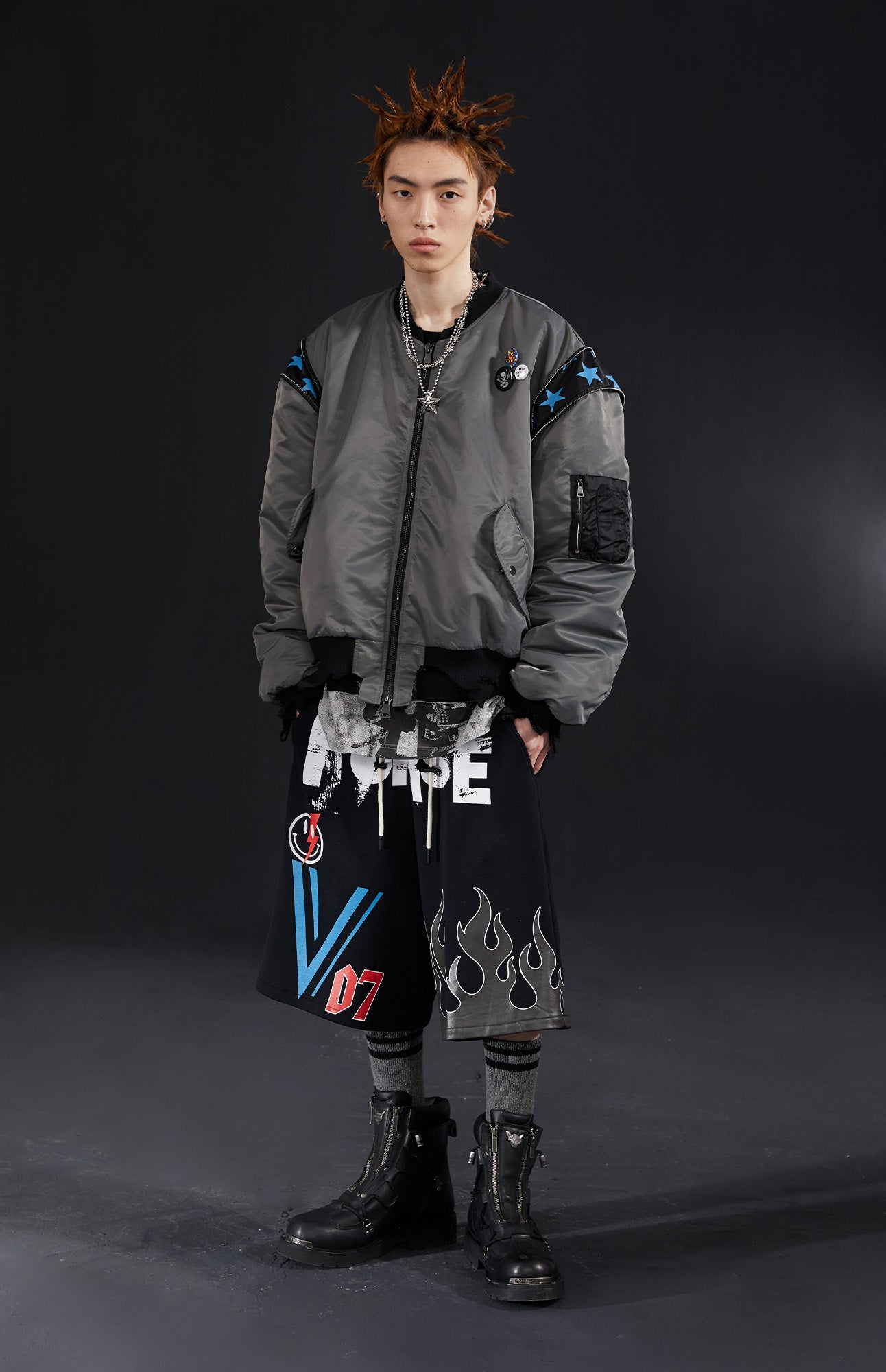 VENTUREK Retro Zipper-Spliced Raw Edge Bomber Jacket, premium urban and streetwear designers apparel on PROJECTISR.com, VENTUREK
