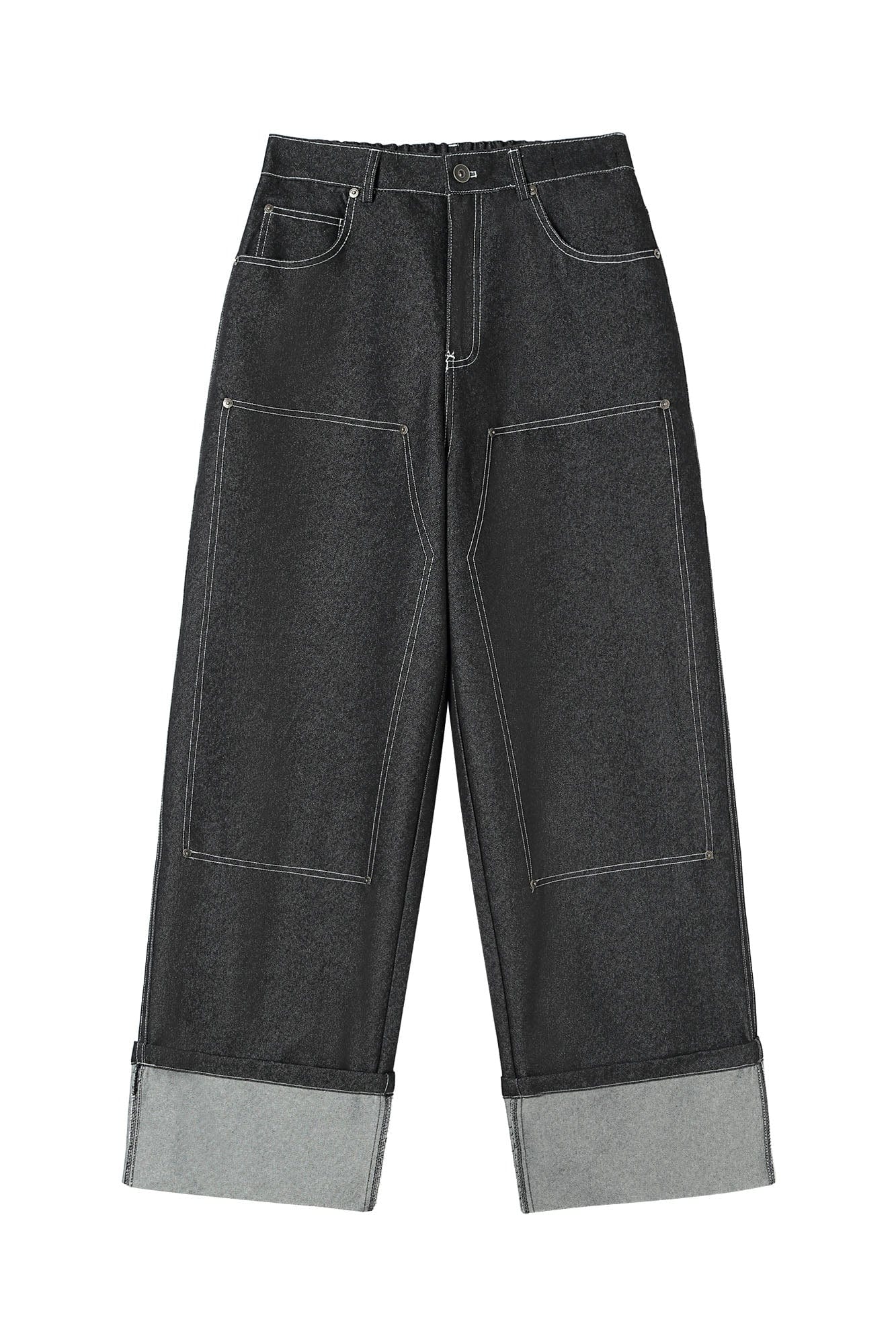 CLP Retro Double-Knee Fold Hem Raw Jeans