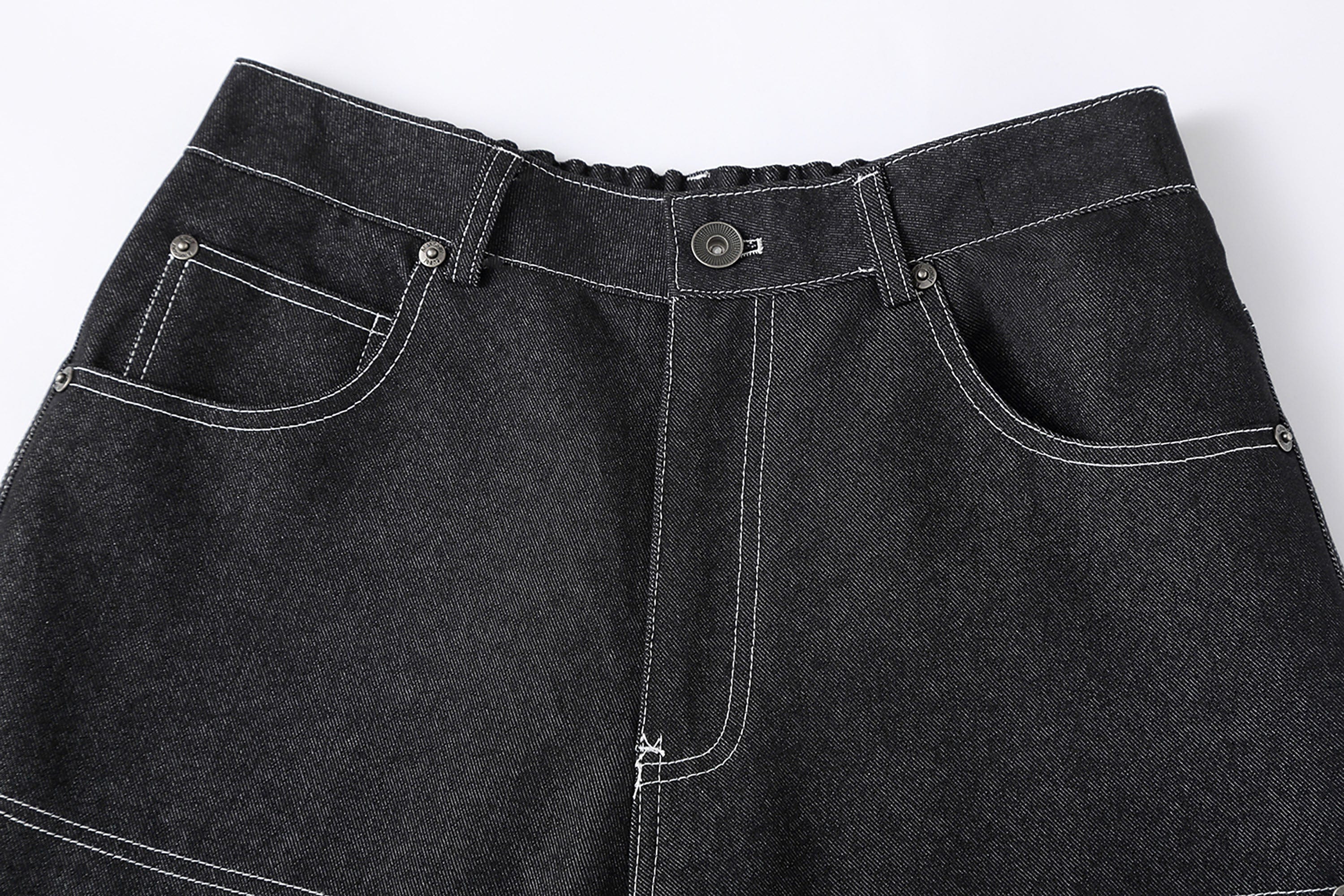 CLP Retro Double-Knee Fold Hem Raw Jeans
