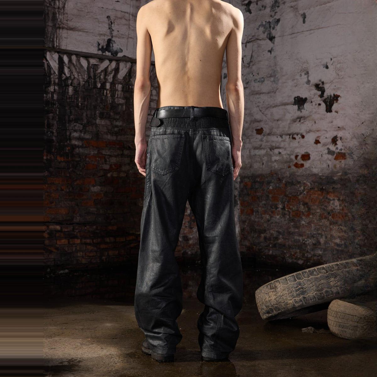 AVINMADE Wax-Brushed Biker Jeans — square · back