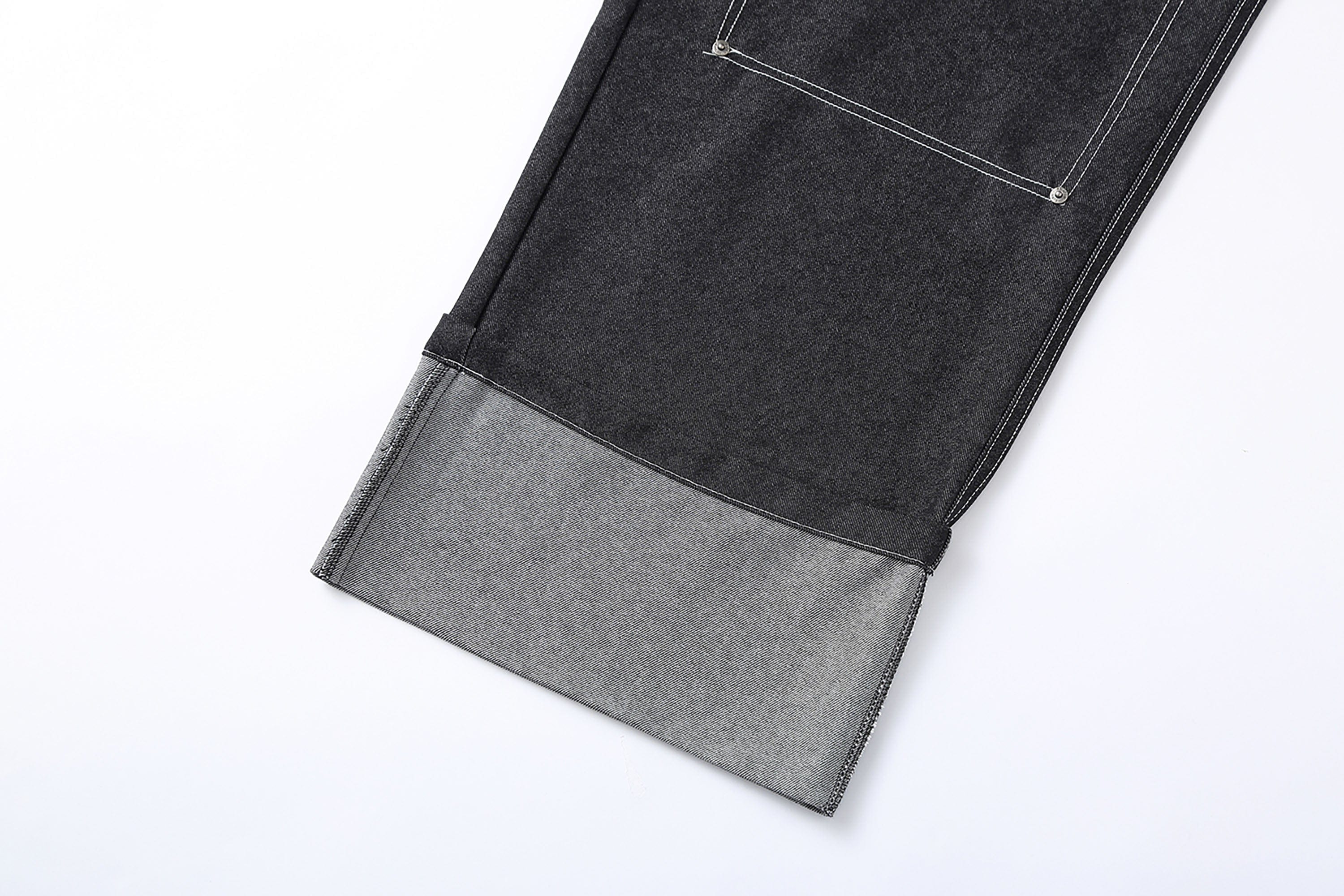 CLP Retro Double-Knee Fold Hem Raw Jeans