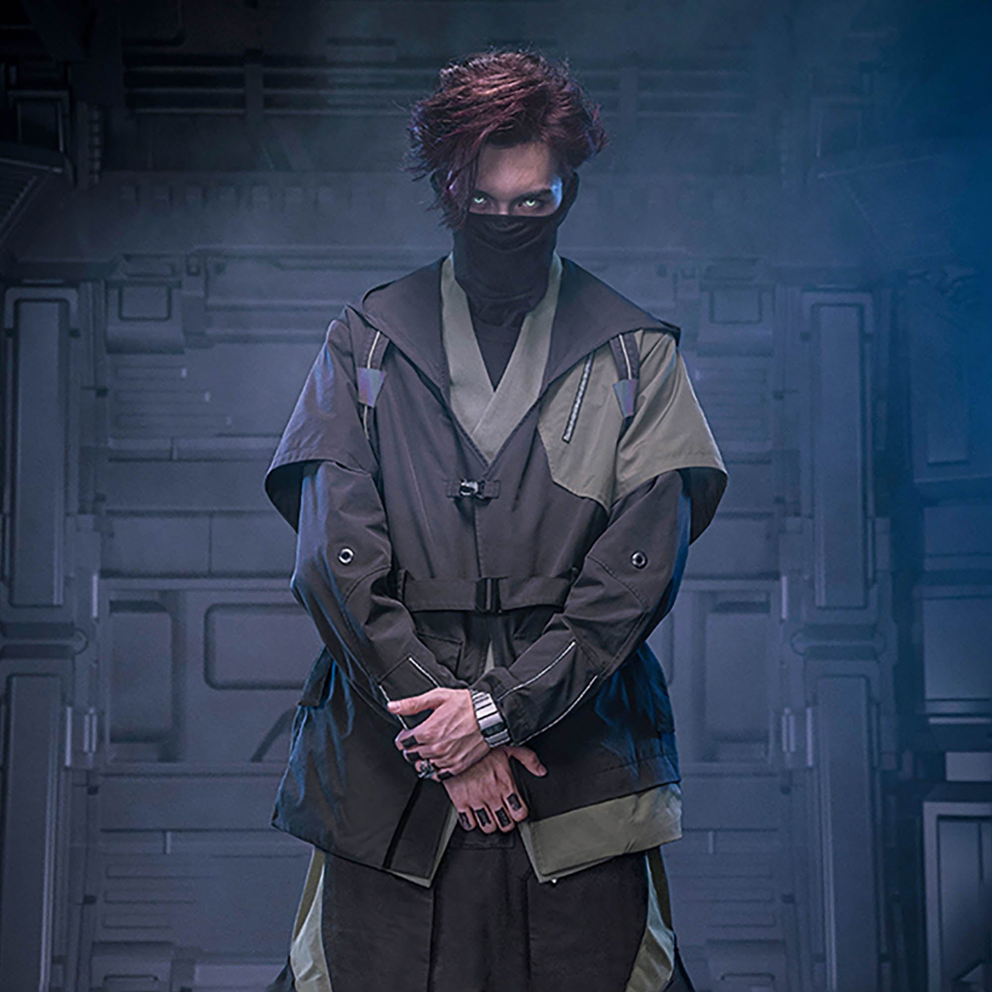 XIPHEVIL Layered Wrap-Front Hooded Trench Coat, premium urban and streetwear designers apparel on PROJECTISR.com, XIPHEVIL