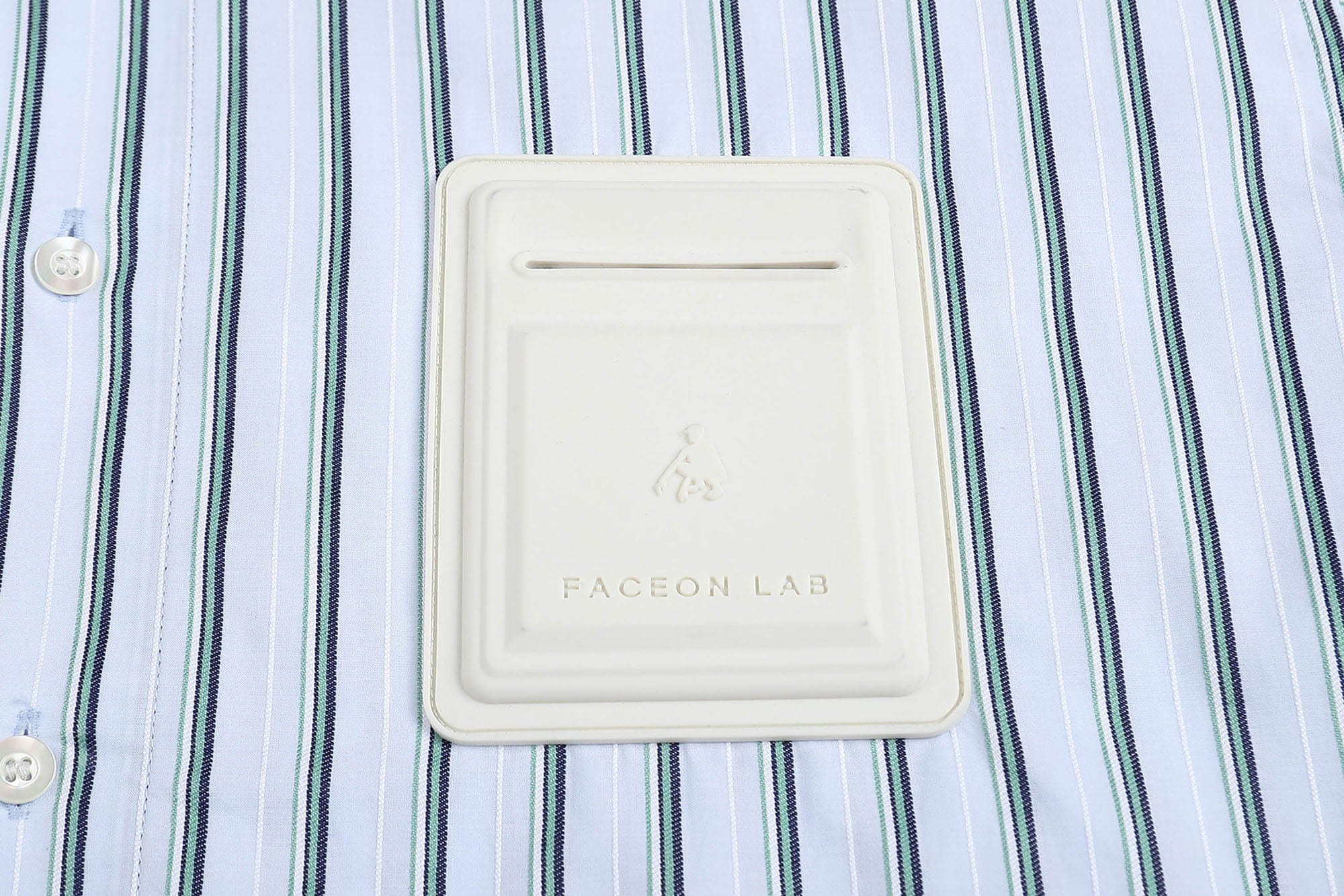 FACEONLAB Striped Patch-Pocket Poplin Shirt, premium urban and streetwear designers apparel on PROJECTISR.com, FACEONLAB