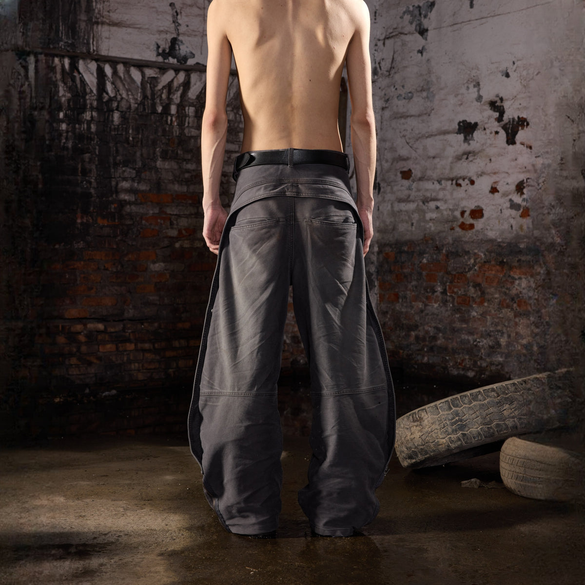 AVINMADE Suede-Panel Cargo Jeans — square · back