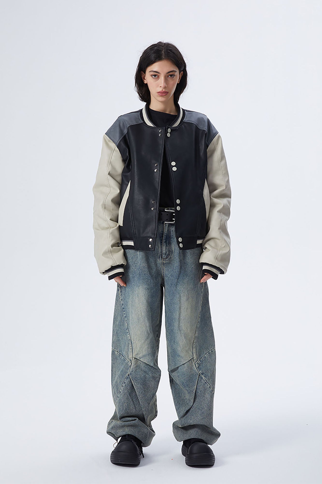 ERROR CODE ROBOT Washed Curved Pleated- Knee Jeans, premium urban and streetwear designers apparel on PROJECTISR.com, ERROR CODE ROBOT