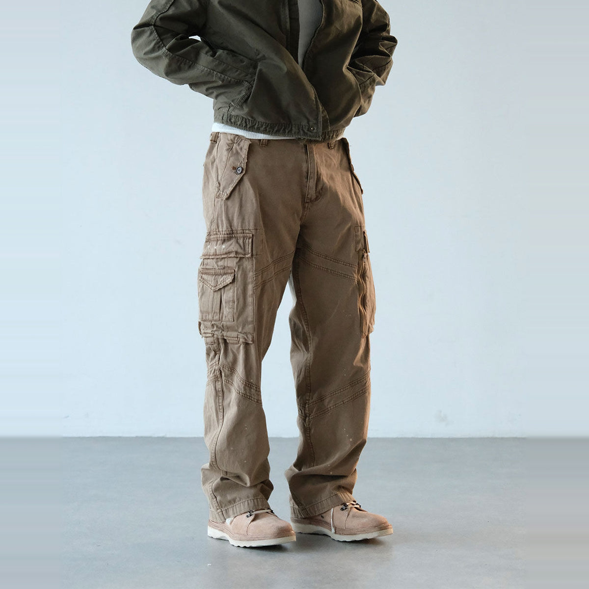 NEIGBORL Paint-Splattered Multi-Pocket Retro Cargo Pants — square · front