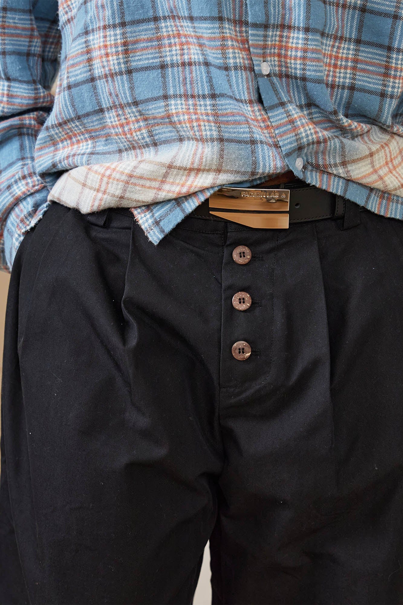 KREATE Crinkled Button-Fly Wide-Leg Pants, premium urban and streetwear designers apparel on PROJECTISR.com, KREATE