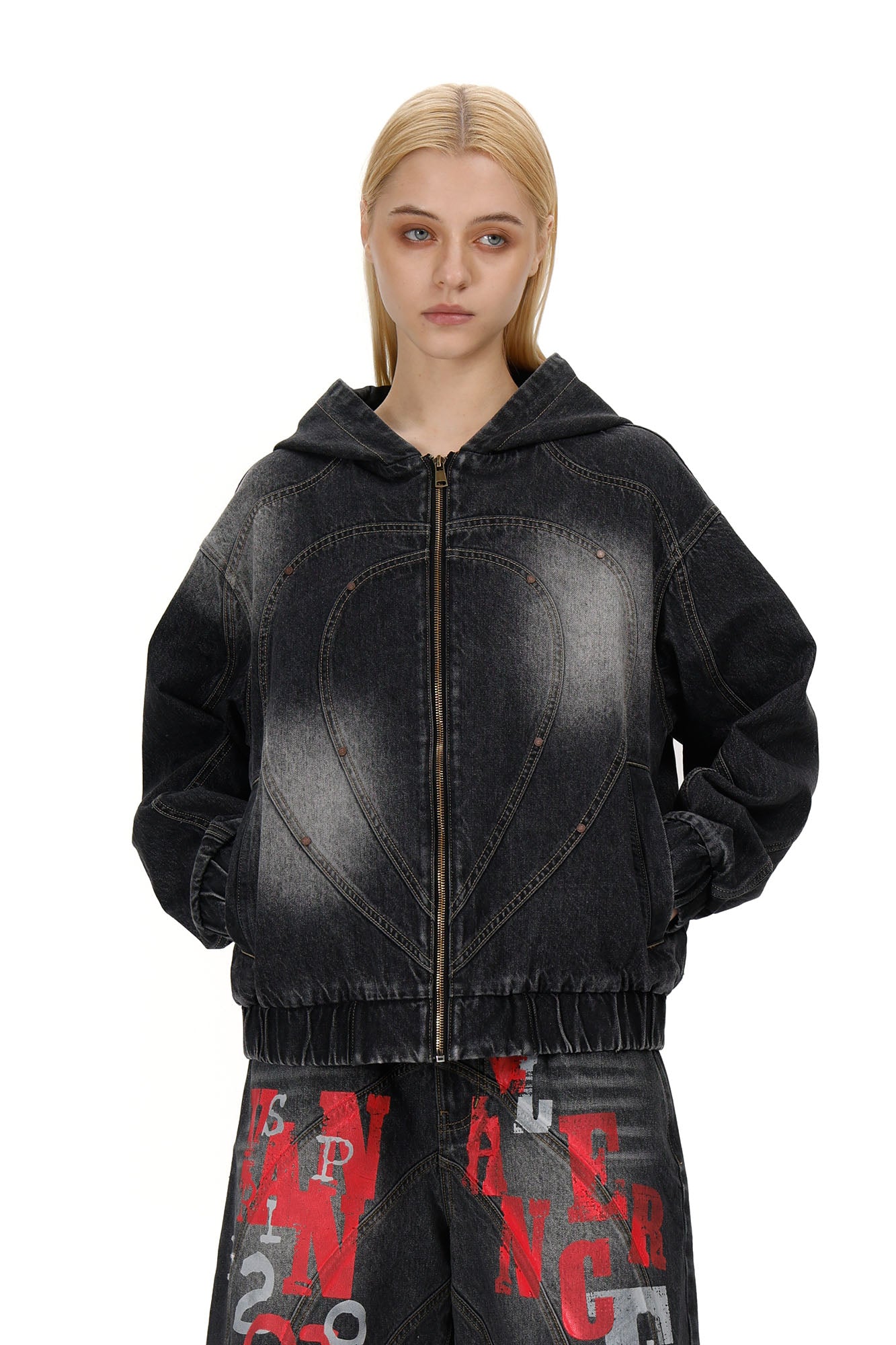 VANN VALRENCE Washed Spliced Cotton Denim Jacket, premium urban and streetwear designers apparel on PROJECTISR.com, VANN VALRENCE