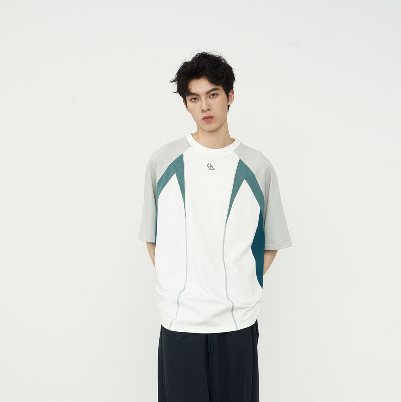49PERCENT Contrast Spliced T-Shirt, premium urban and streetwear designers apparel on PROJECTISR.com, 49PERCENT