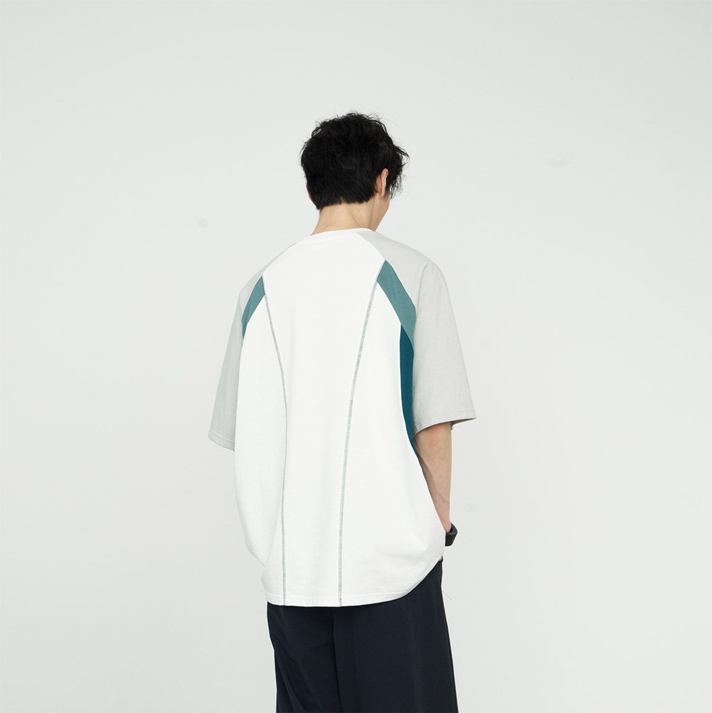 49PERCENT Contrast Spliced T-Shirt, premium urban and streetwear designers apparel on PROJECTISR.com, 49PERCENT