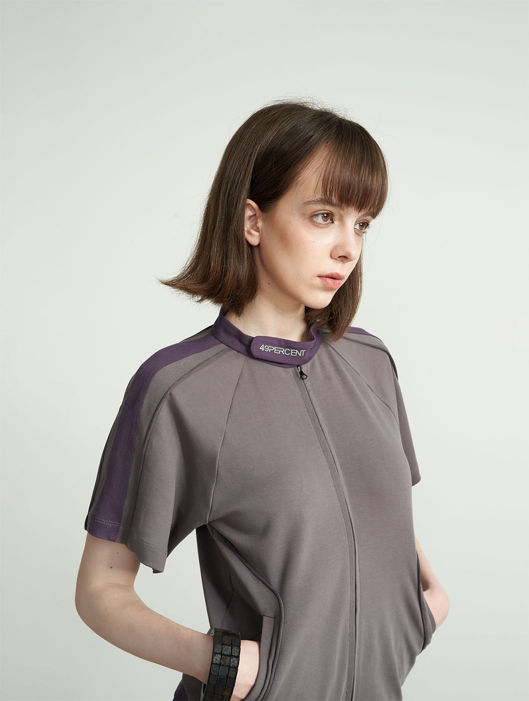 49PERCENT Hook & Loop Zip-up Cycling T-Shirt, premium urban and streetwear designers apparel on PROJECTISR.com, 49PERCENT