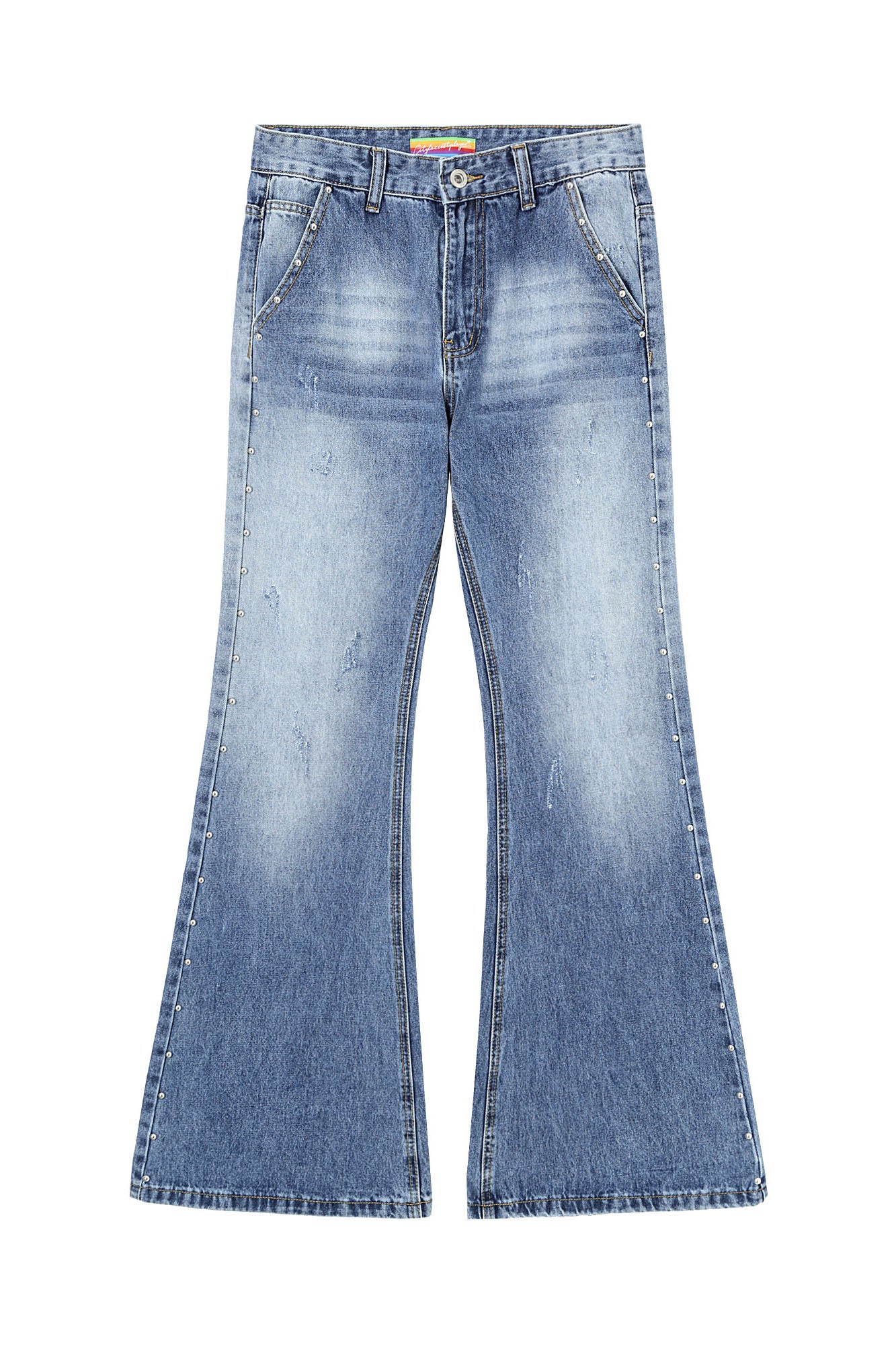 CLP Studded-Seam Flared Jeans, premium urban and streetwear designers apparel on PROJECTISR.com, CLP