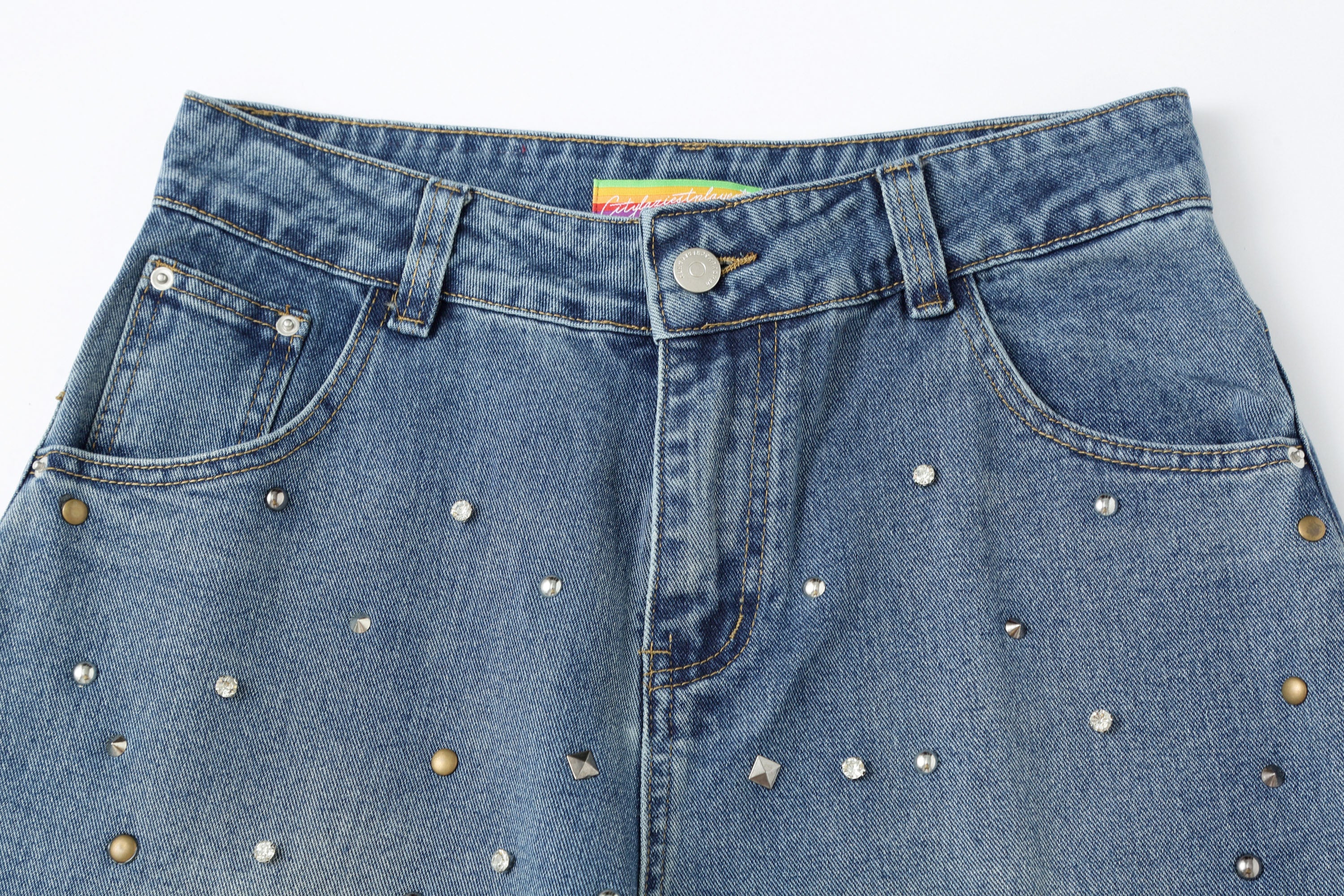CLP Diamond Studded Wide-Leg Jeans, premium urban and streetwear designers apparel on PROJECTISR.com, CLP