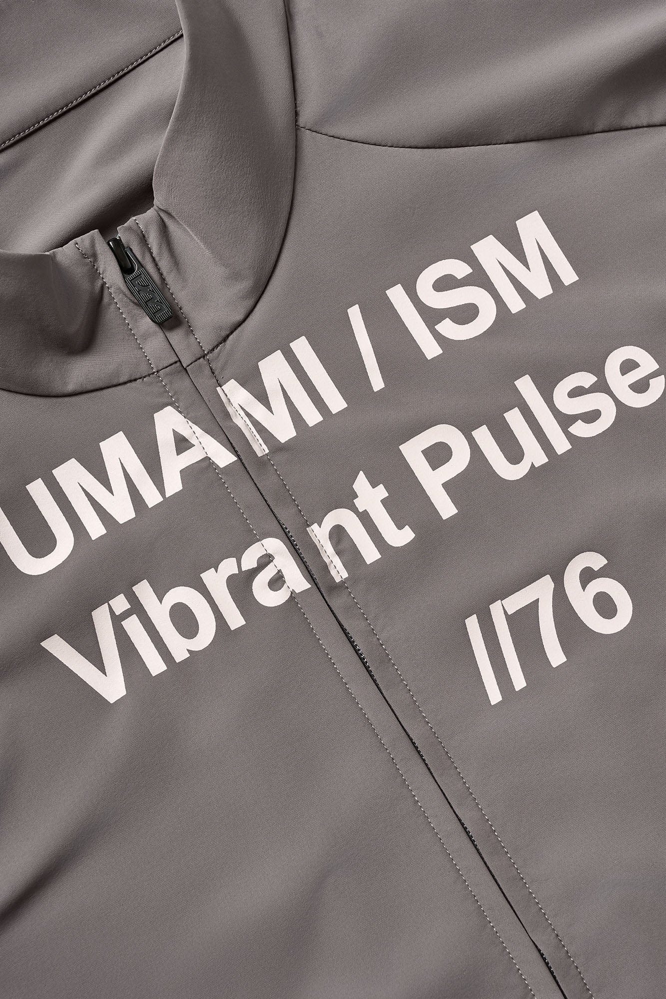 UMAMIISM Slogan Contrast Sleeve Mock Neck UV Protection Jacket, premium urban and streetwear designers apparel on PROJECTISR.com, UMAMIISM