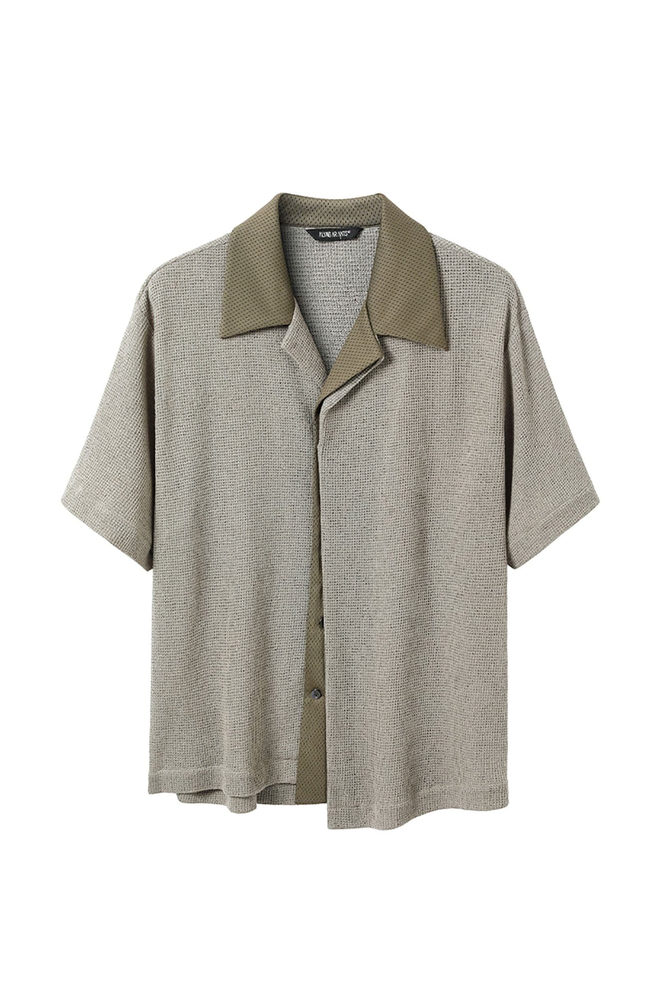 ALVNG AR ANTS Contrast Collar Knitted Texture Half Shirt, premium urban and streetwear designers apparel on PROJECTISR.com, ALVNG AR ANTS