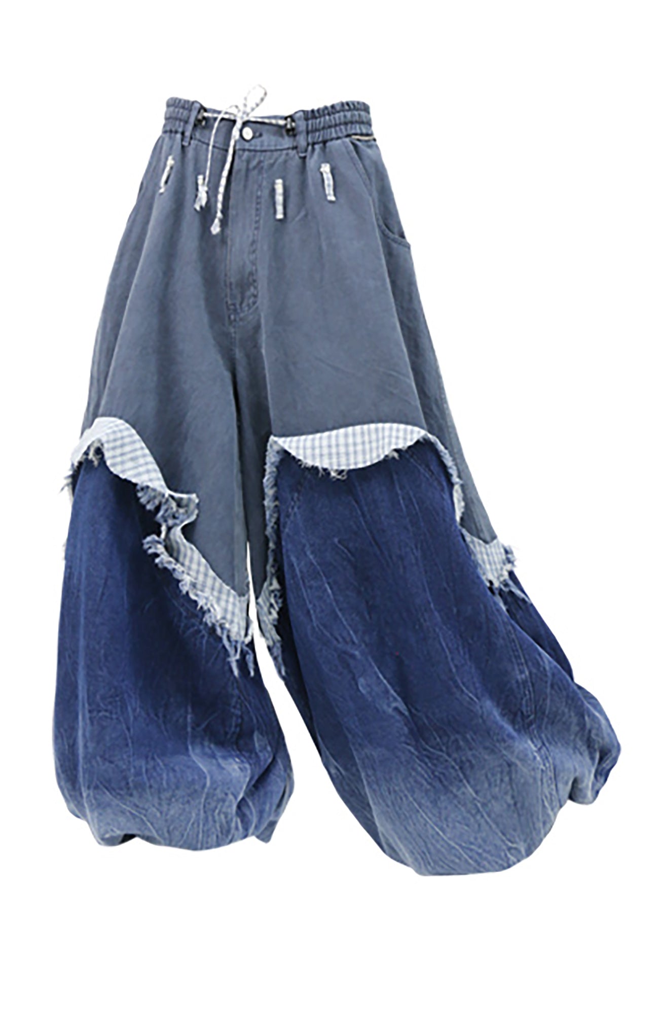 RELABEL Gradient Wash Denim Panel Balloon Pants Blue