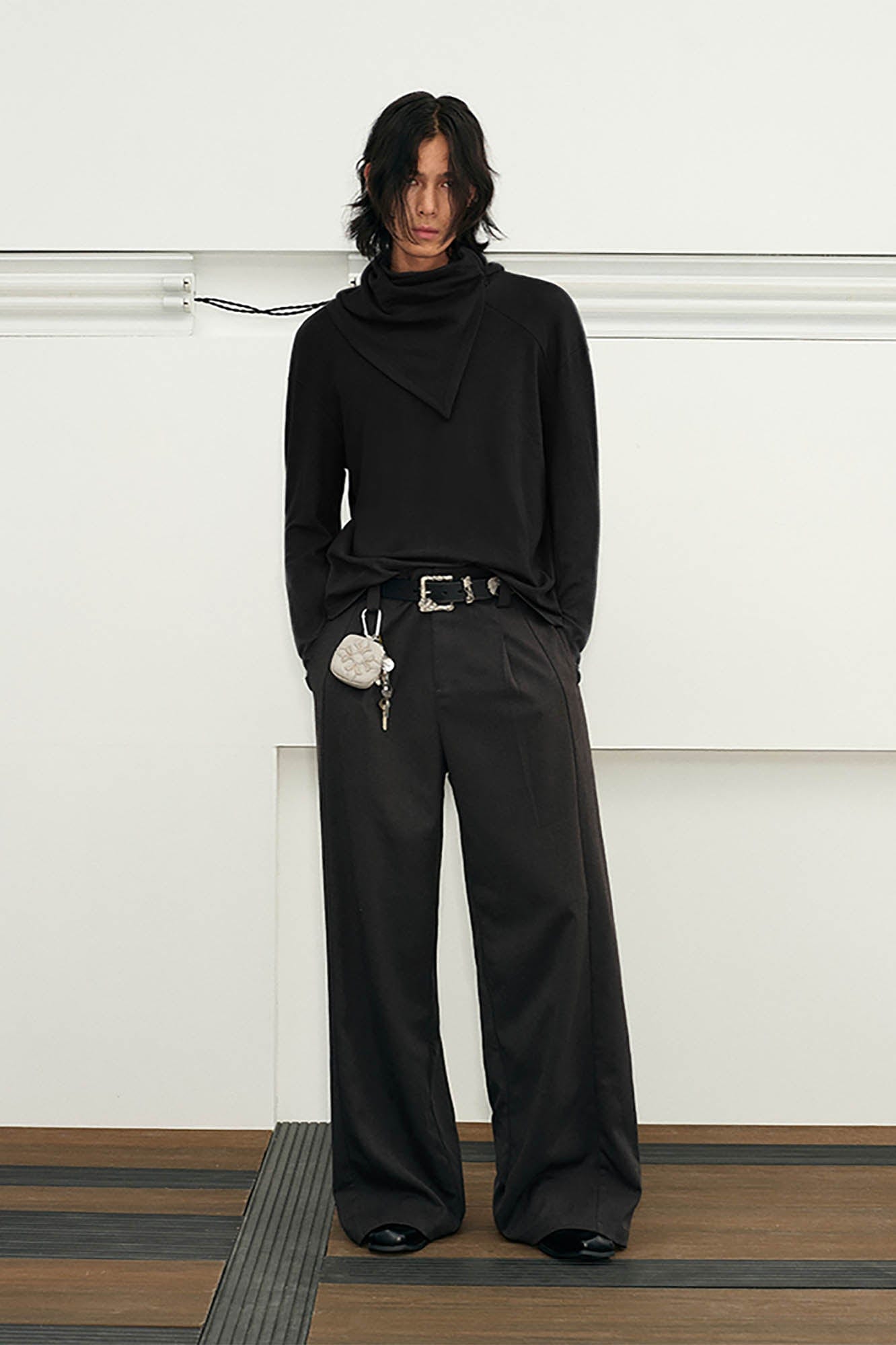 KREATE Scarf Collar Knitted Long-Sleeve Tee, premium urban and streetwear designers apparel on PROJECTISR.com, KREATE