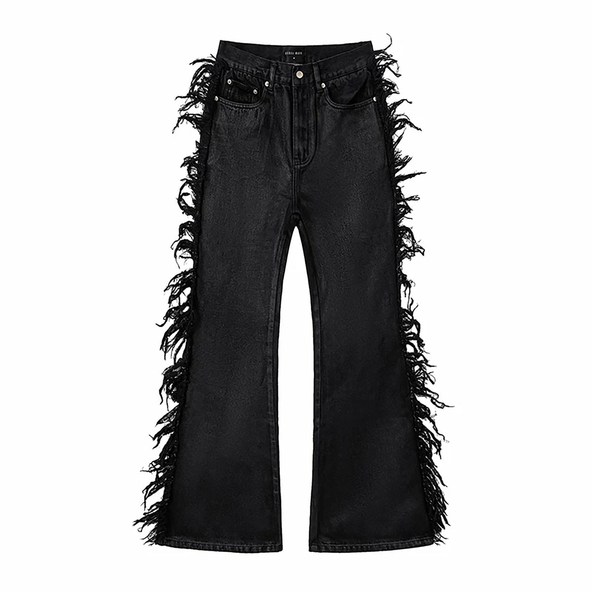 REBEL WAVE Frayed Raw Edge Flared Jeans