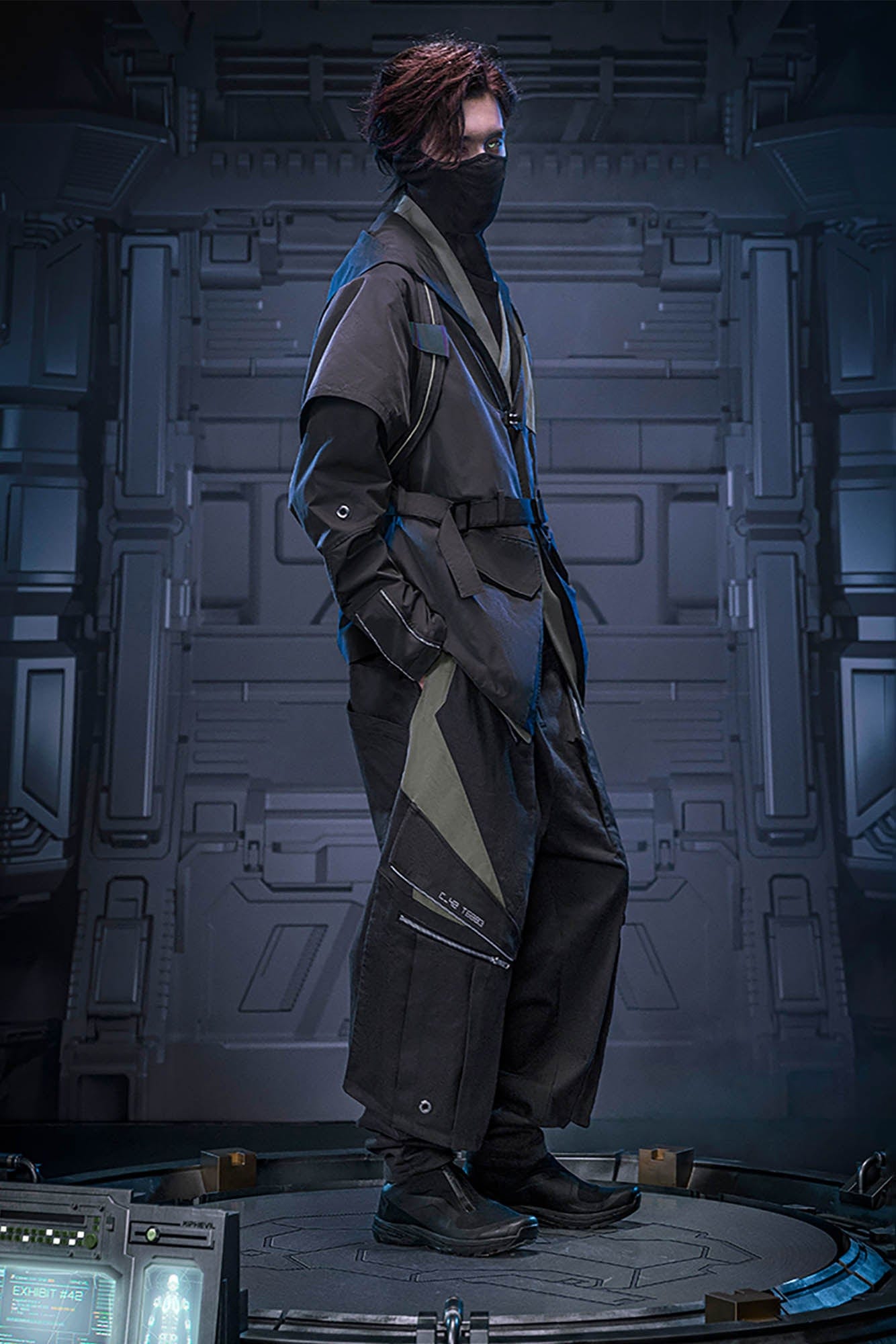 XIPHEVIL Layered Wrap-Front Hooded Trench Coat, premium urban and streetwear designers apparel on PROJECTISR.com, XIPHEVIL