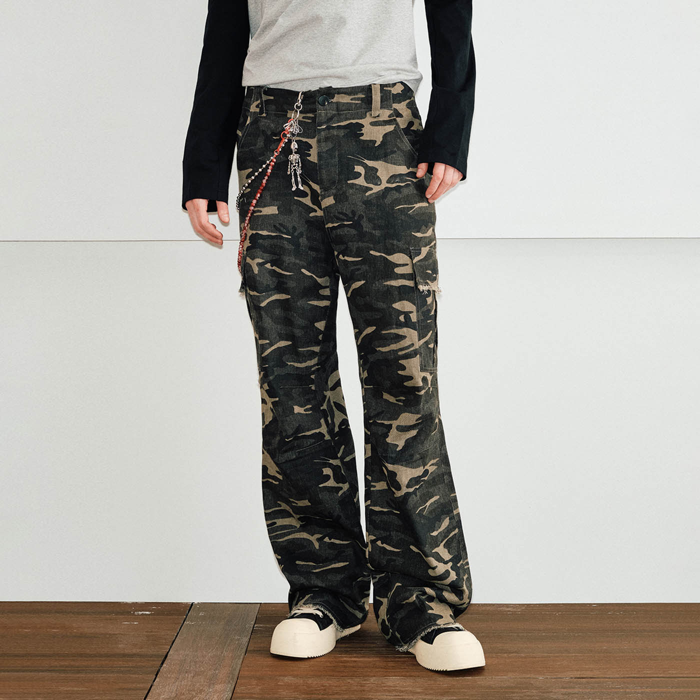 KREATE Camo Frayed Cargo, premium urban and streetwear designers apparel on PROJECTISR.com, KREATE