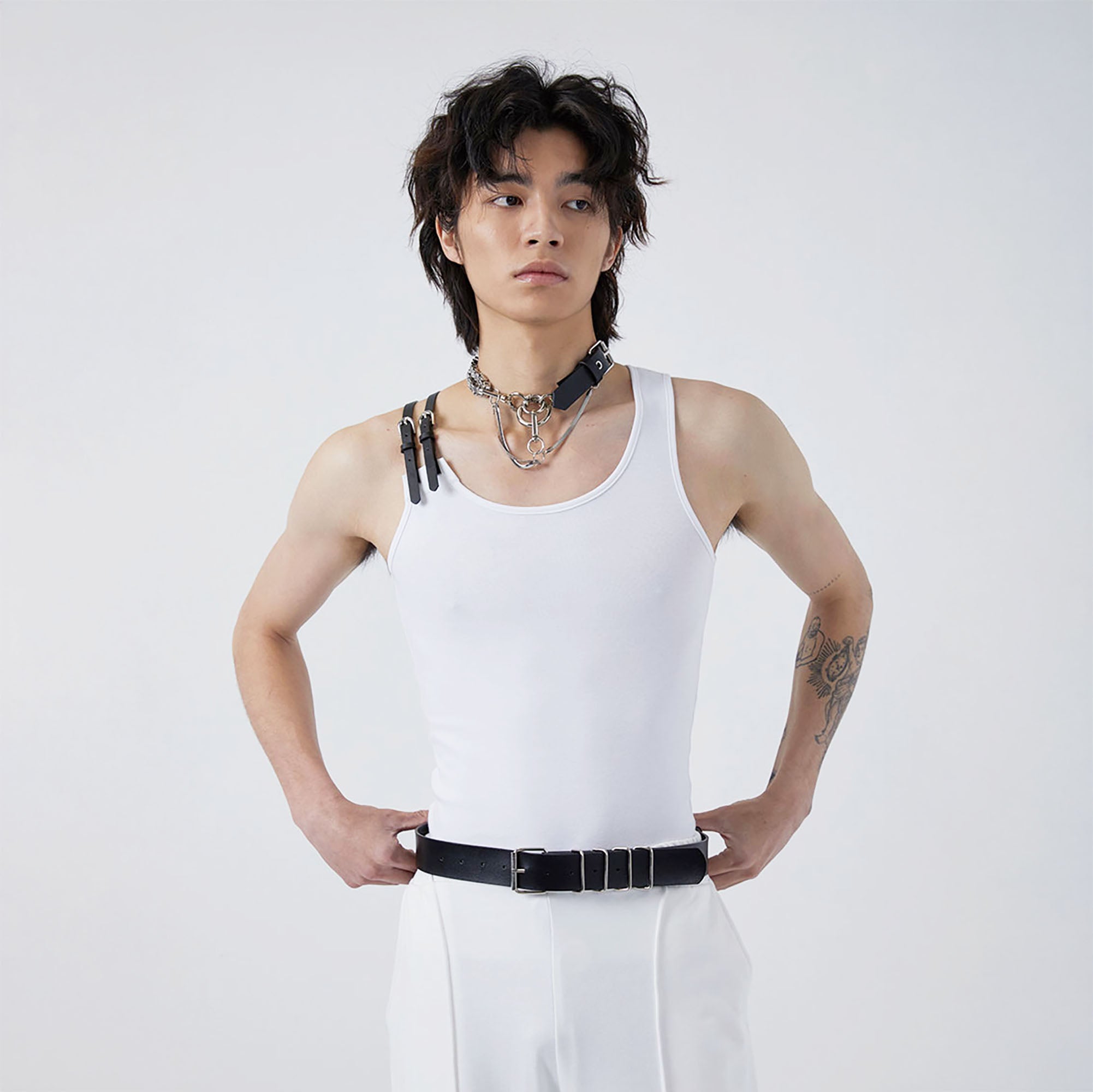 TUIMU Buckle Strap Ribbed Tank Top, premium urban and streetwear designers apparel on PROJECTISR.com, TUIMU