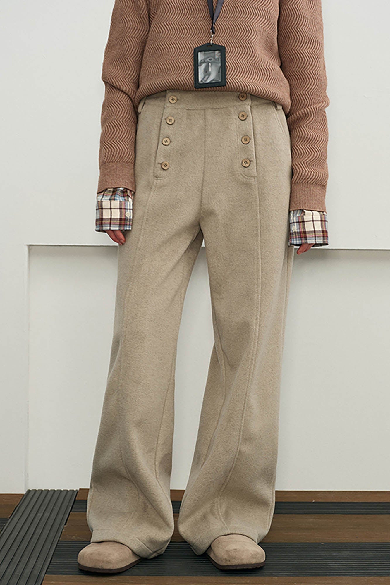 KREATE Double-Breasted Straight-Leg Pants, premium urban and streetwear designers apparel on PROJECTISR.com, KREATE